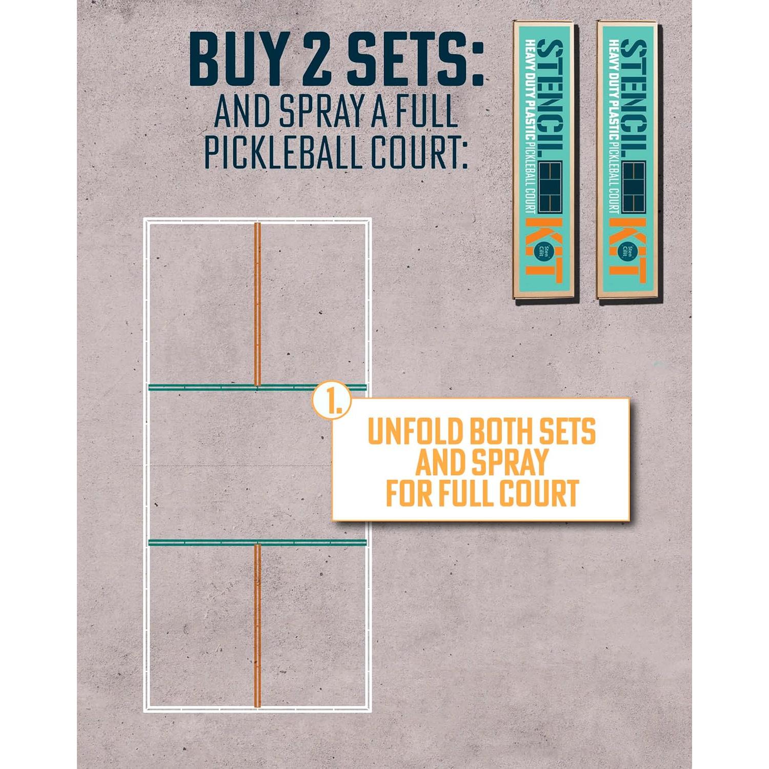 Kit Plantilla Pickleball STENCILIT - Media Cancha 13.41x6.10m
