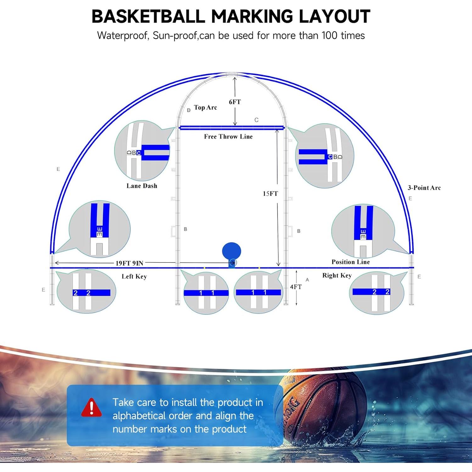 Kit de Marcado de Cancha de Baloncesto FrameFirm - Plástico Reutilizable