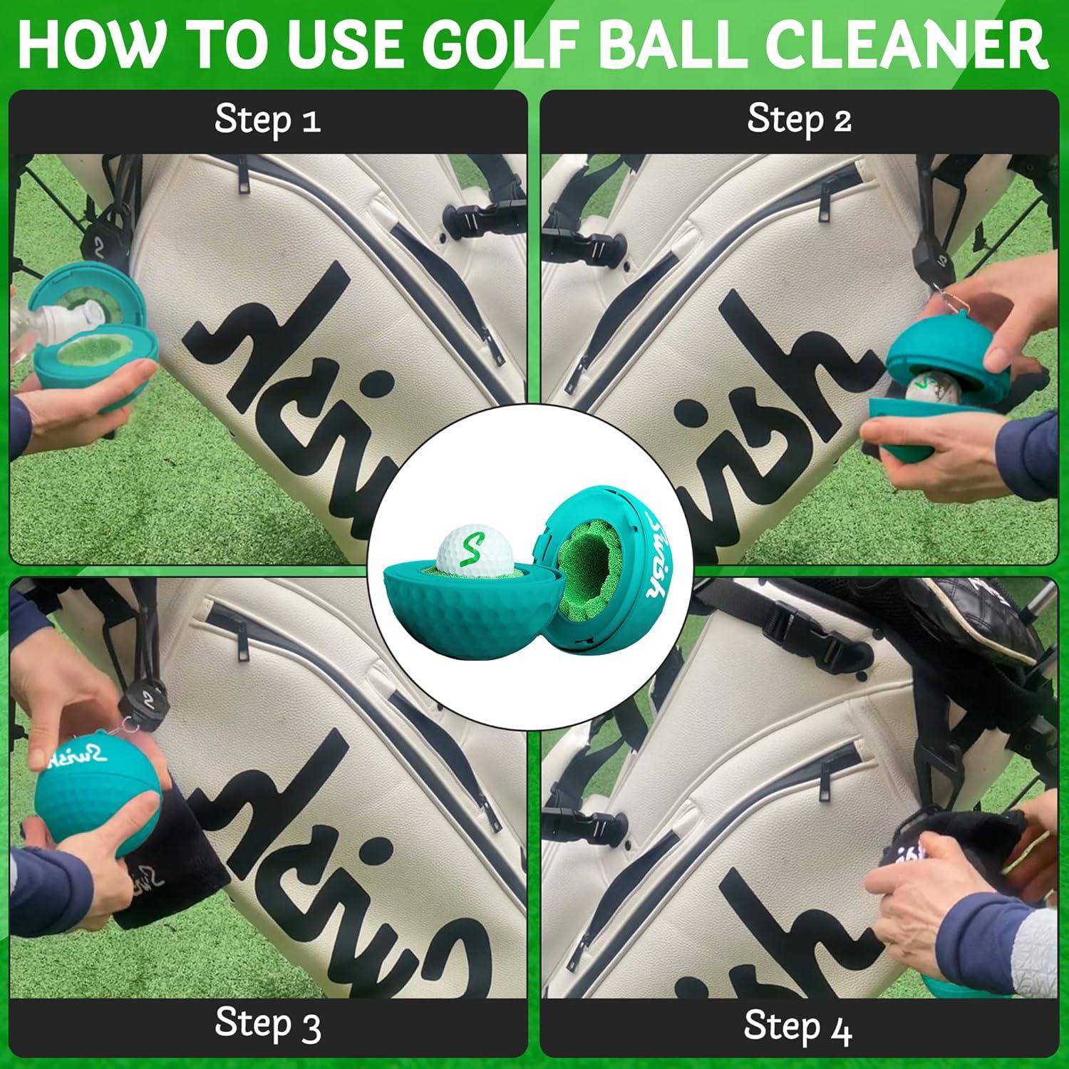 Limpiador de Pelotas de Golf Portátil Swish - Clip-On Verde