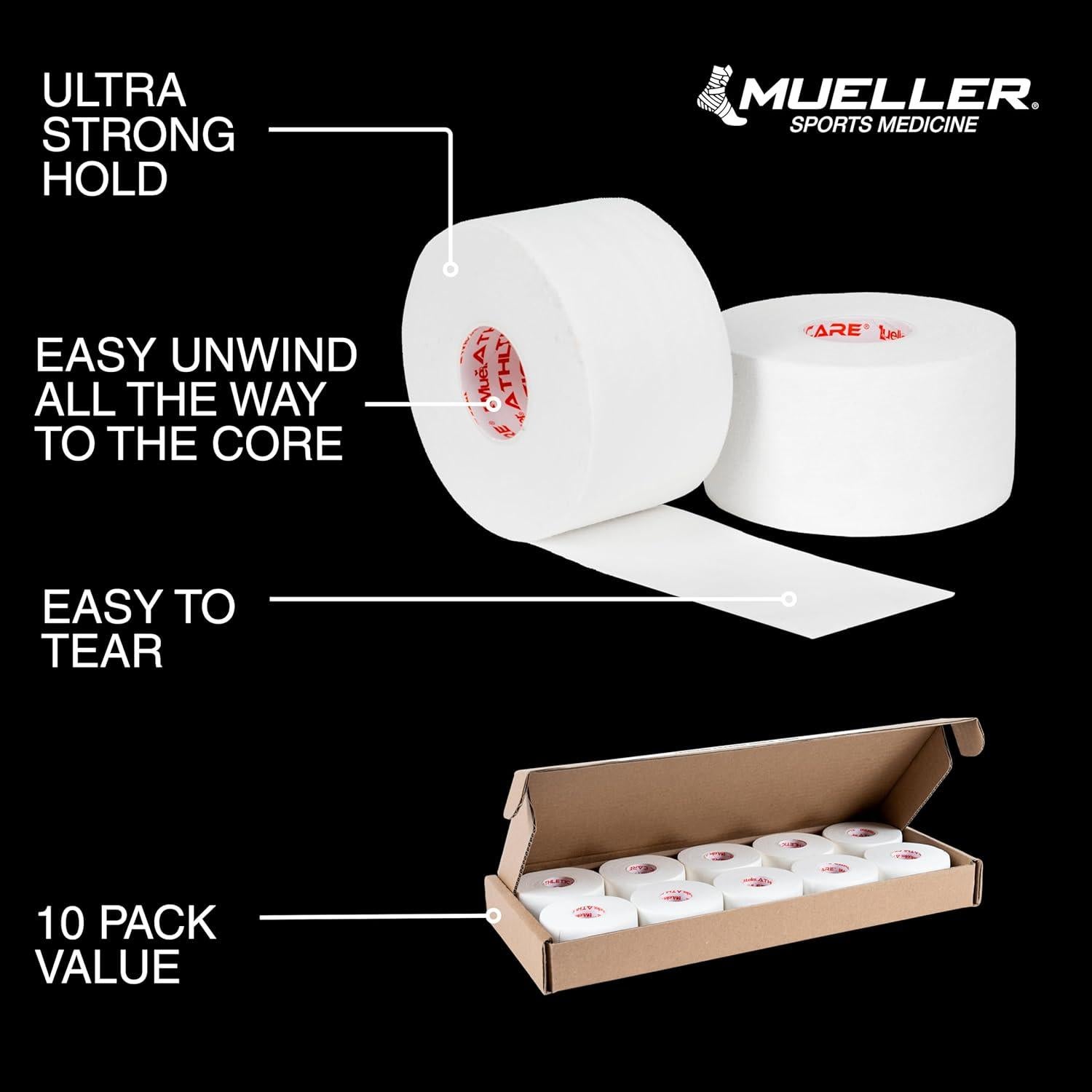 Cinta Atlética Premium Mueller 3.81 cm x 13.72 m - Paquete 10