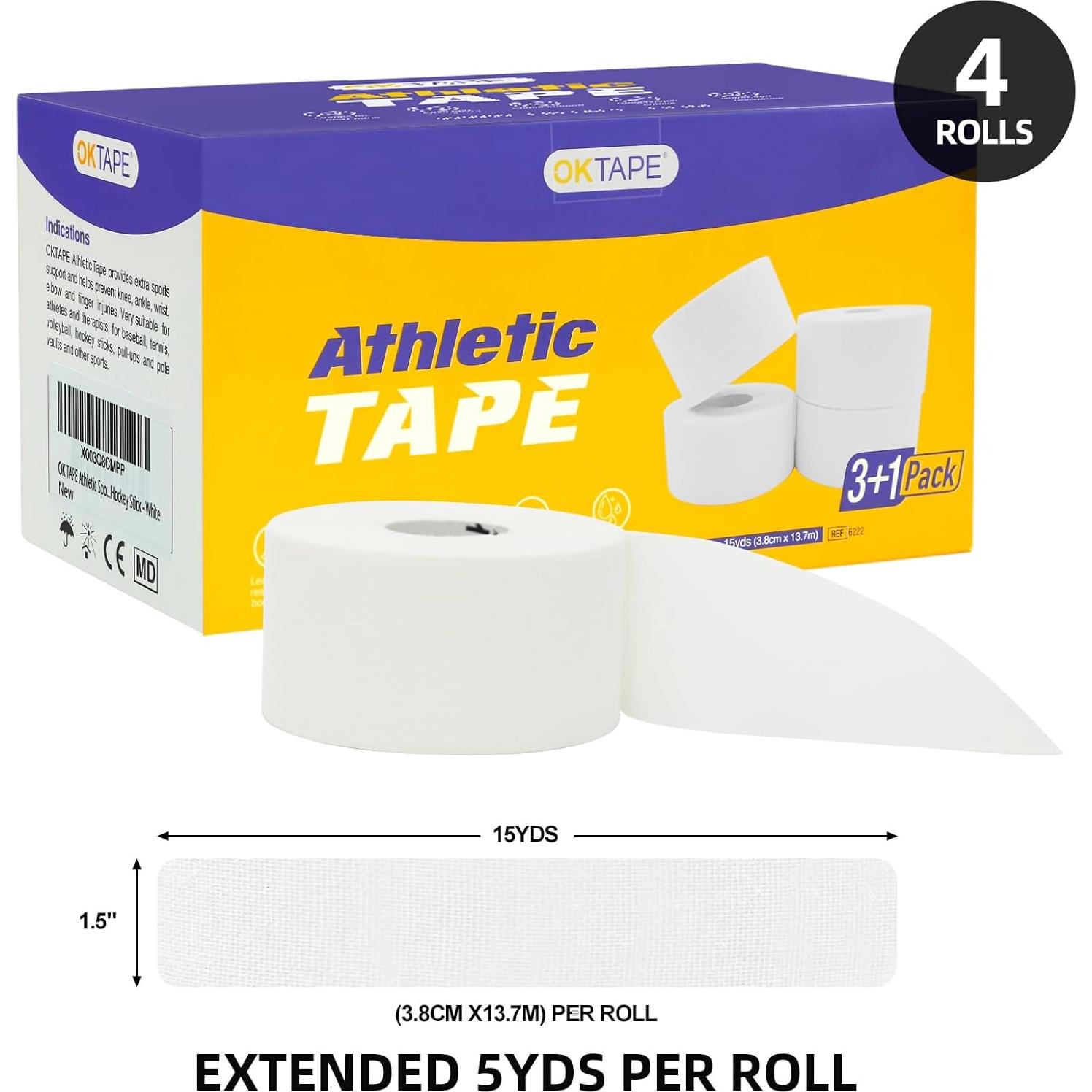 Cinta Atlética CINTA OK 4 Rollos 13.72m Blanca Fuerte