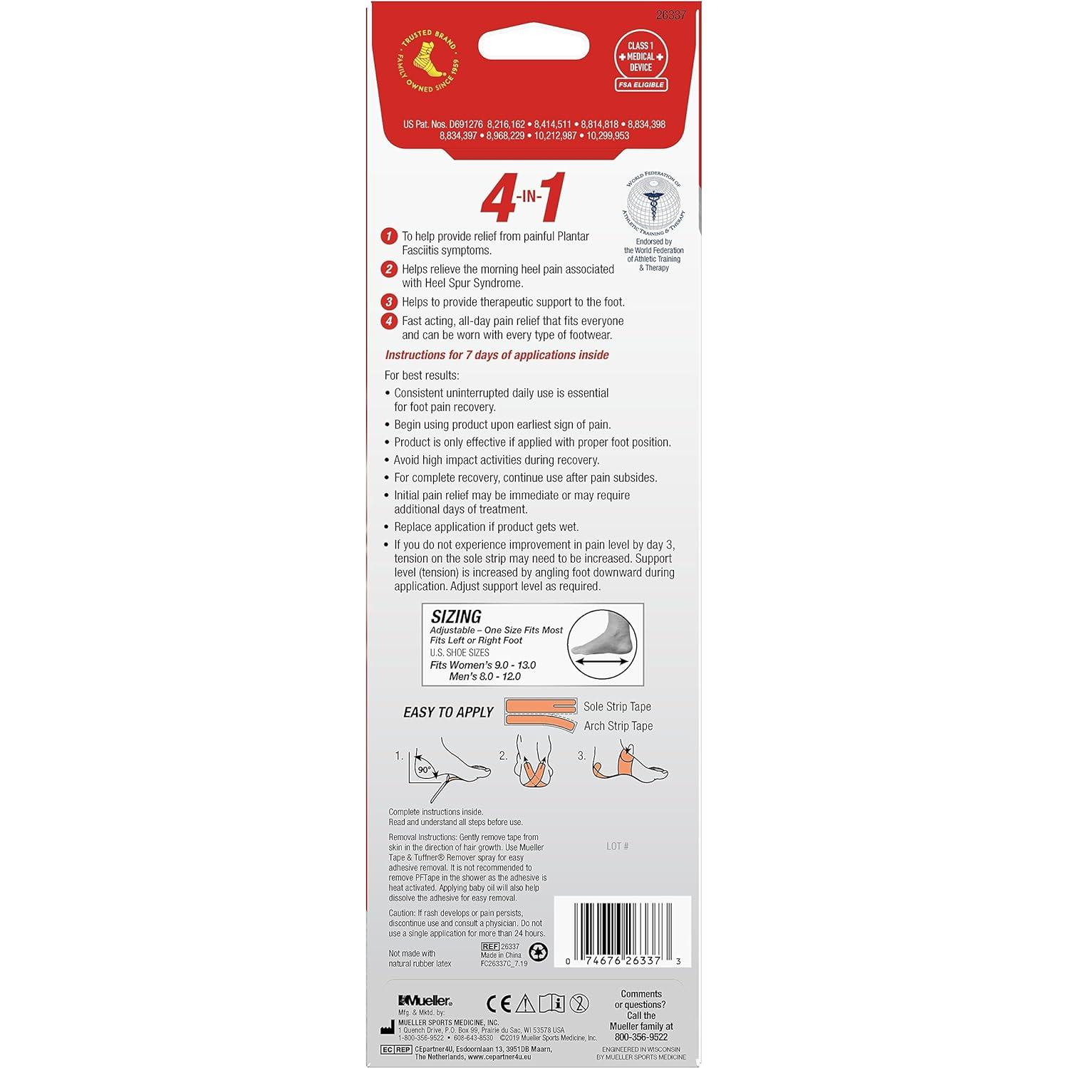 Cinta Deportiva Mueller PFTape para Alivio de Dolor en el Pie