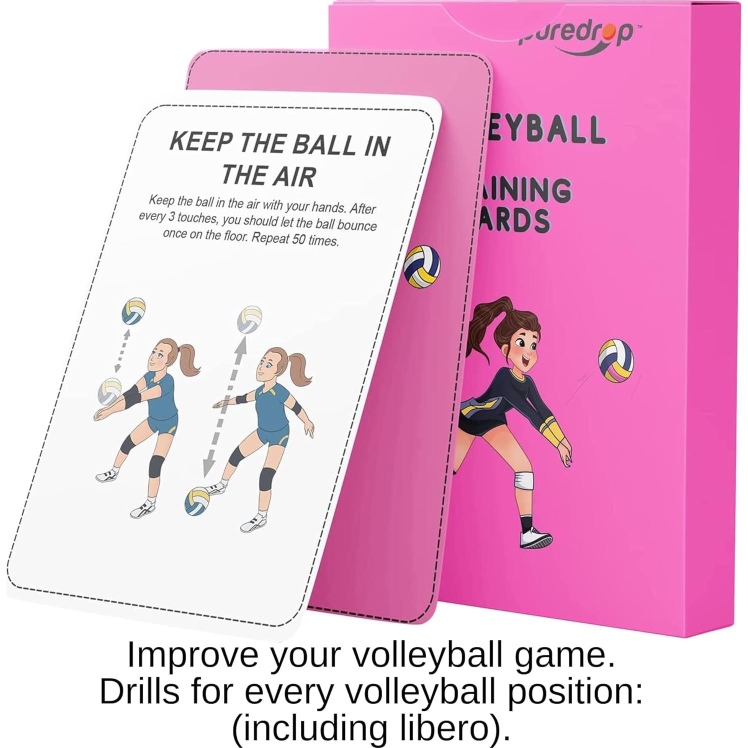 Tarjetas de Entrenamiento de Voleibol Puredrop vbs01 - 54 Ejercicios