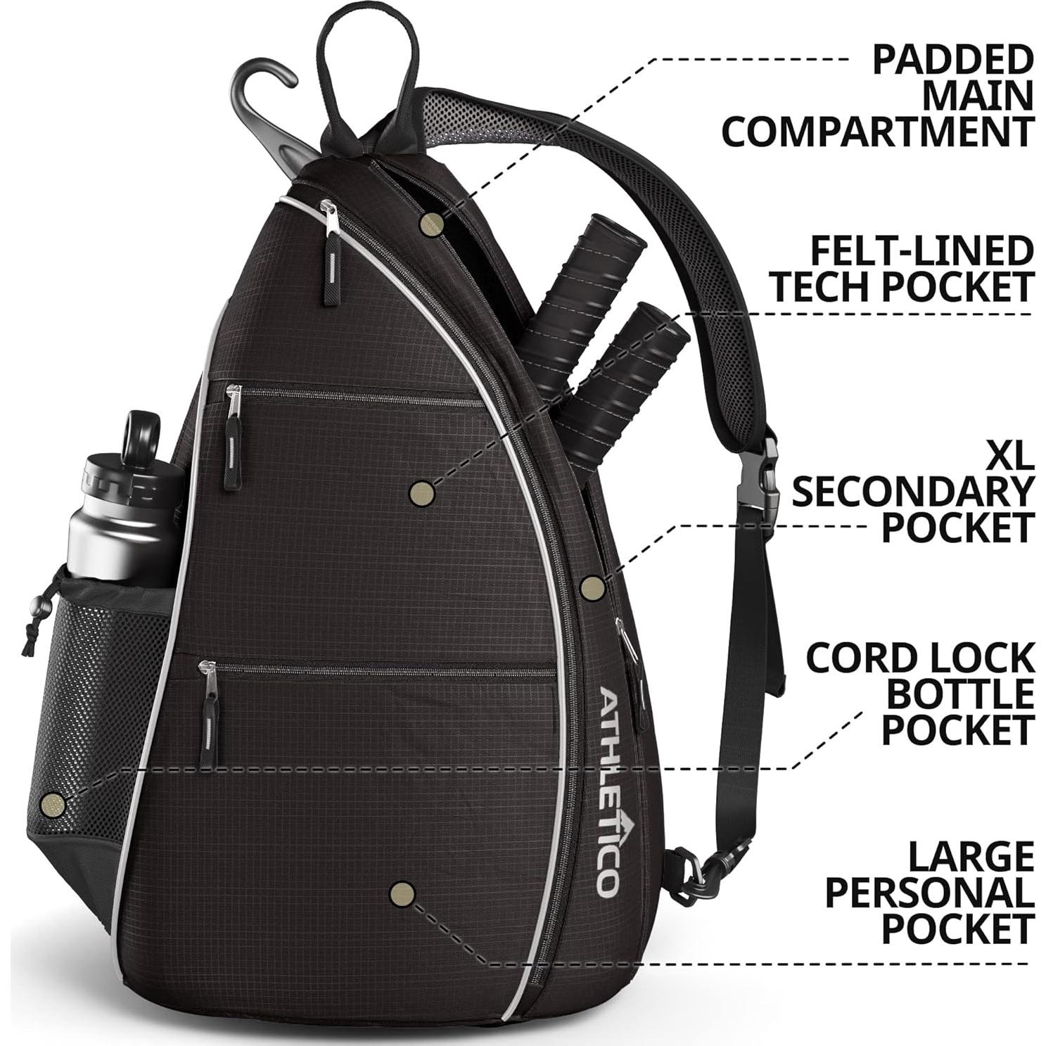 Bolsa Sling Athletico Negra - Mochila Crossbody para Deportes