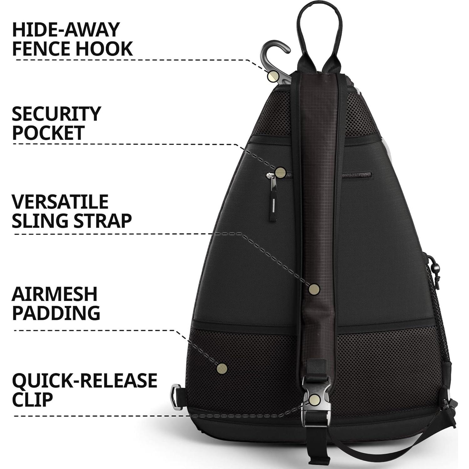 Bolsa Sling Athletico Negra - Mochila Crossbody para Deportes
