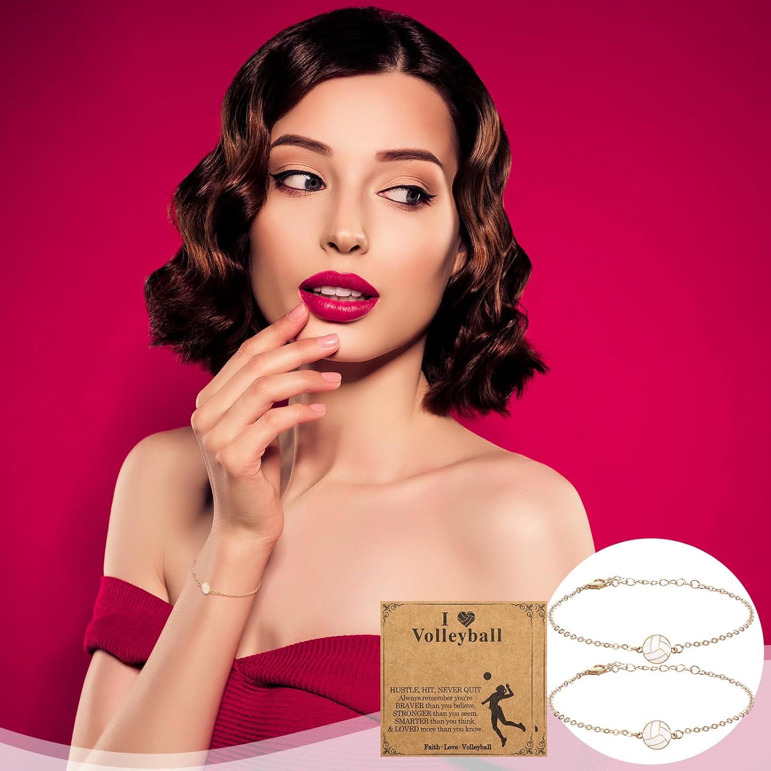 Set de 12 Pulseras de Voleibol Oro Chapado 18K Ajustables