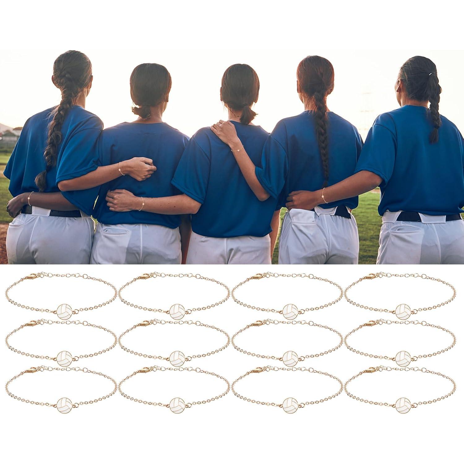 Set de 12 Pulseras de Voleibol Oro Chapado 18K Ajustables