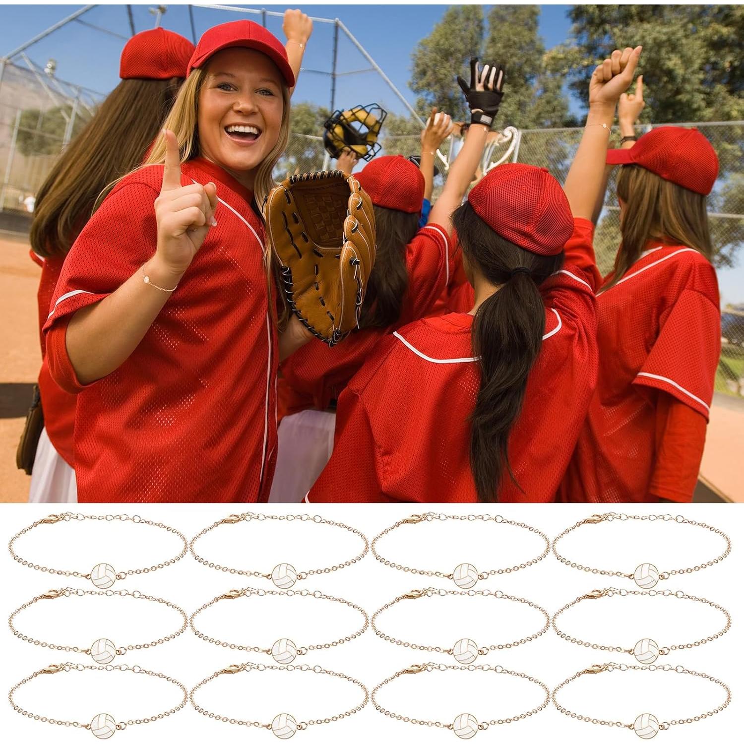 Set de 12 Pulseras de Voleibol Oro Chapado 18K Ajustables
