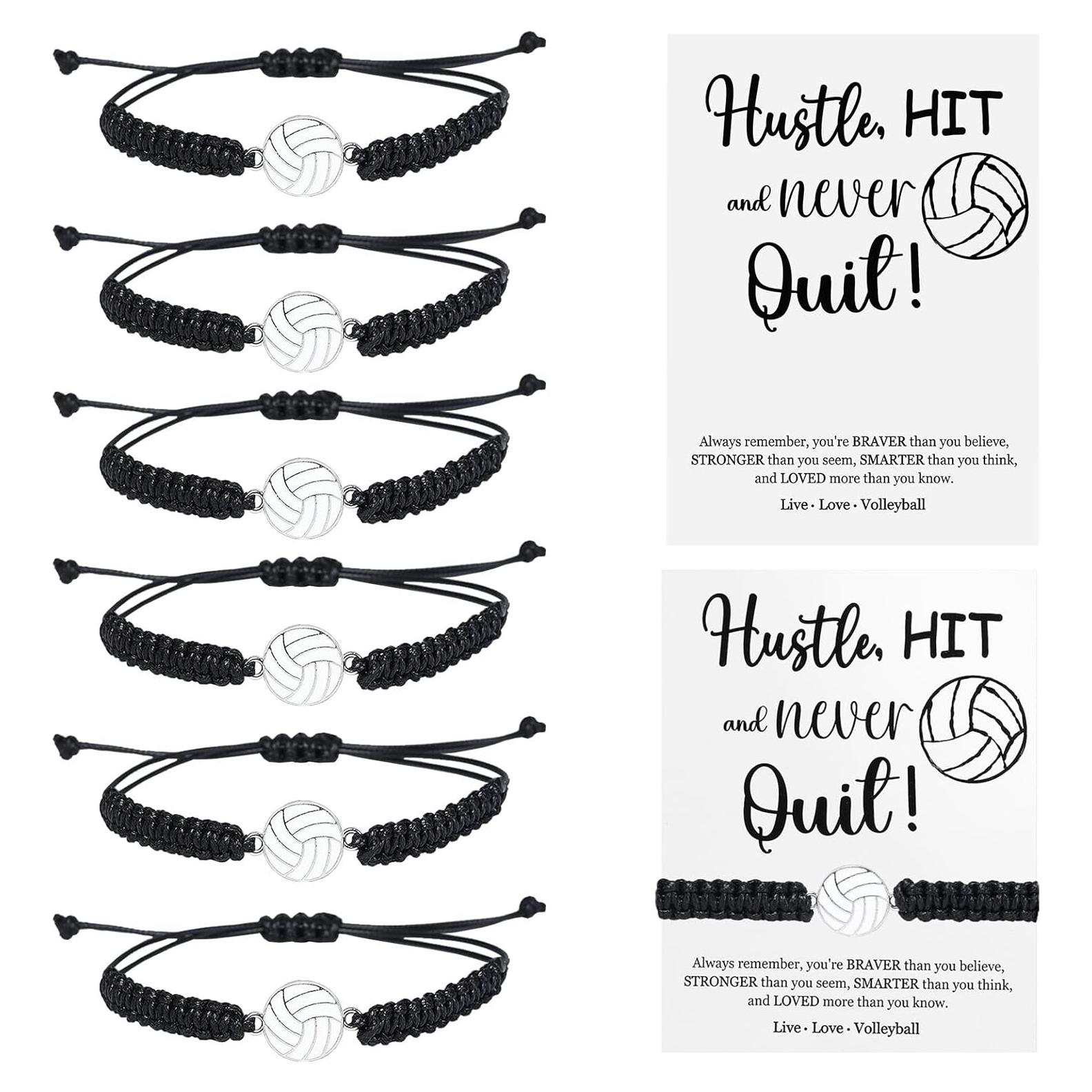 12 Pulseras Deportivas Ajustables Voleibol con Tarjetas Inspiradoras