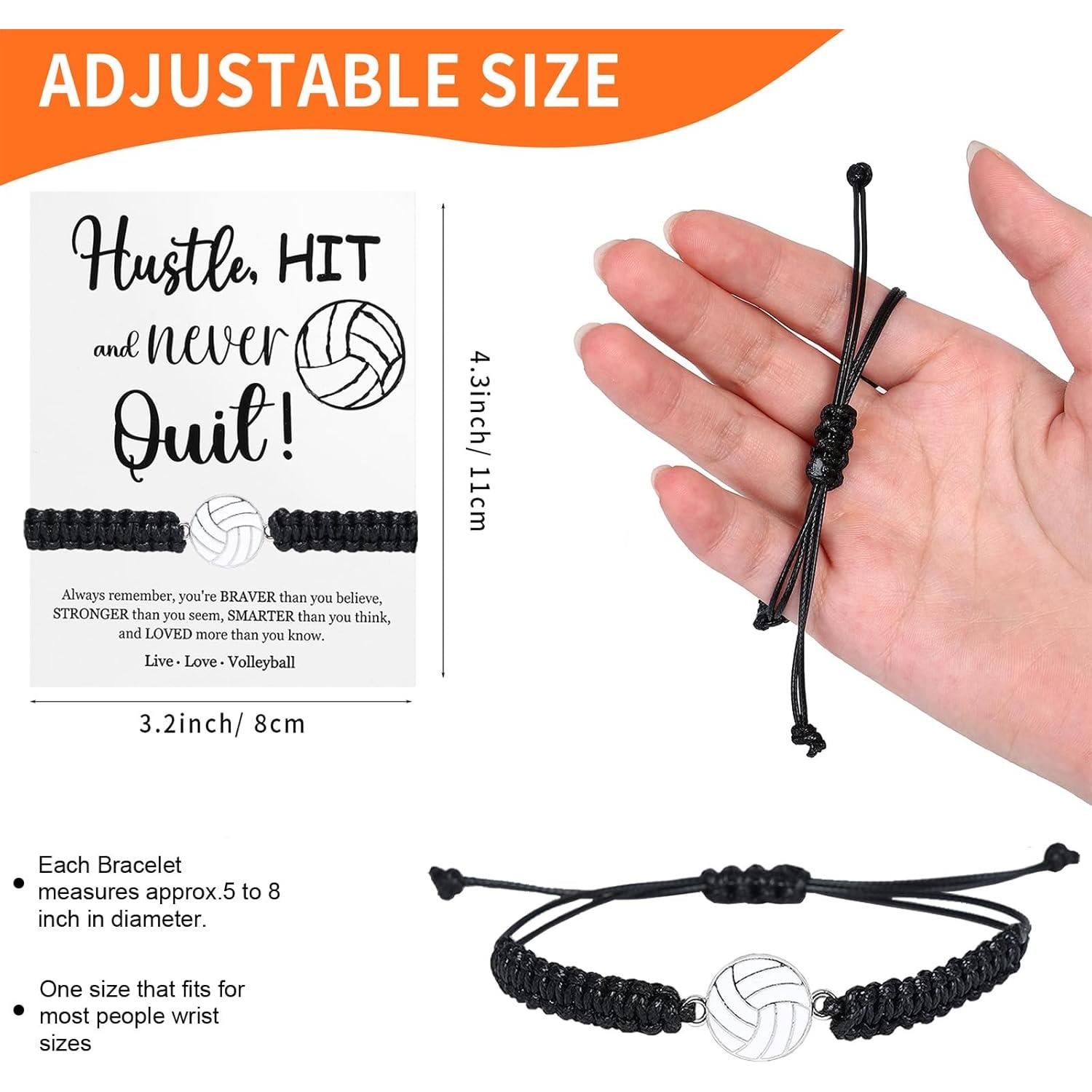 12 Pulseras Deportivas Ajustables Voleibol con Tarjetas Inspiradoras