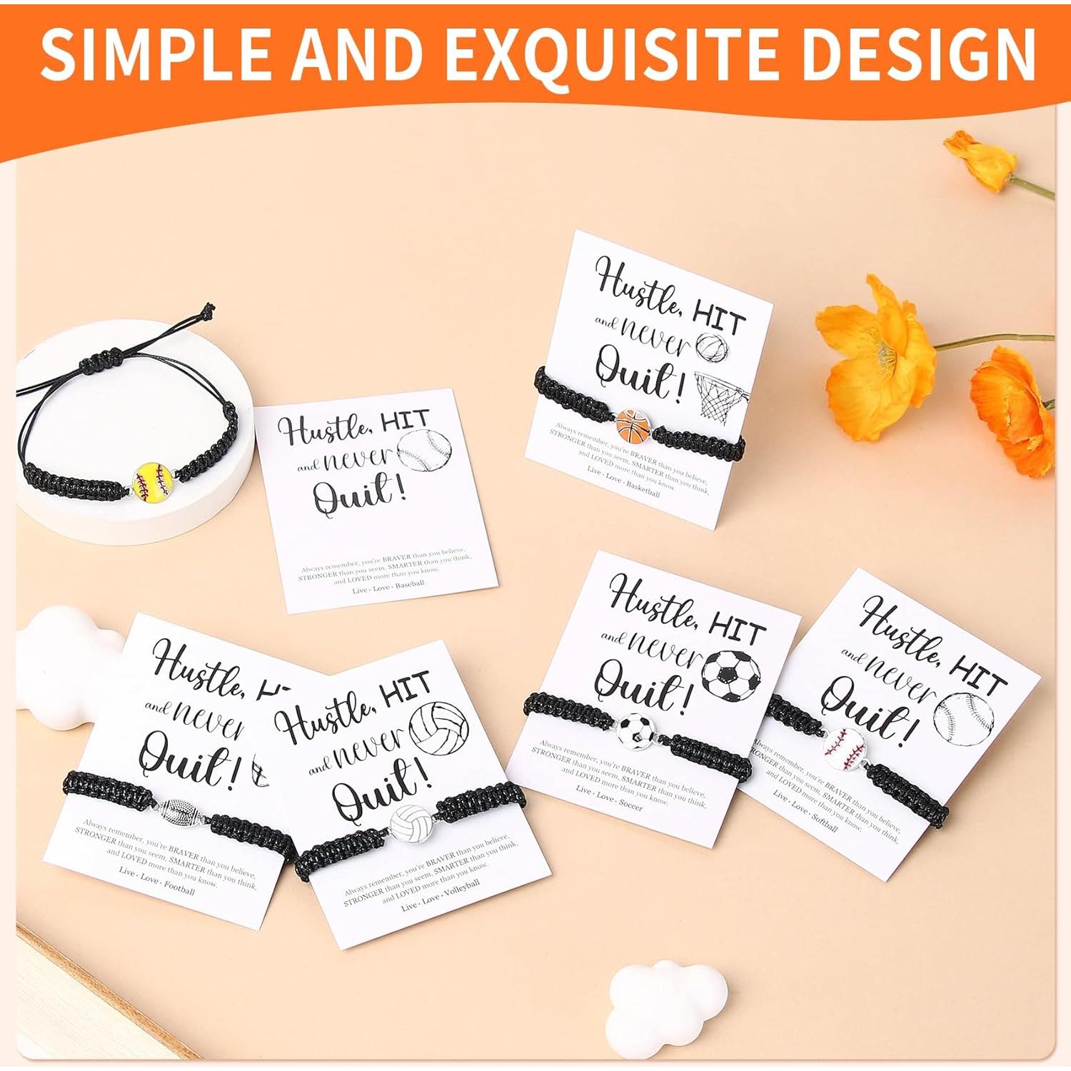 12 Pulseras Deportivas Ajustables Voleibol con Tarjetas Inspiradoras