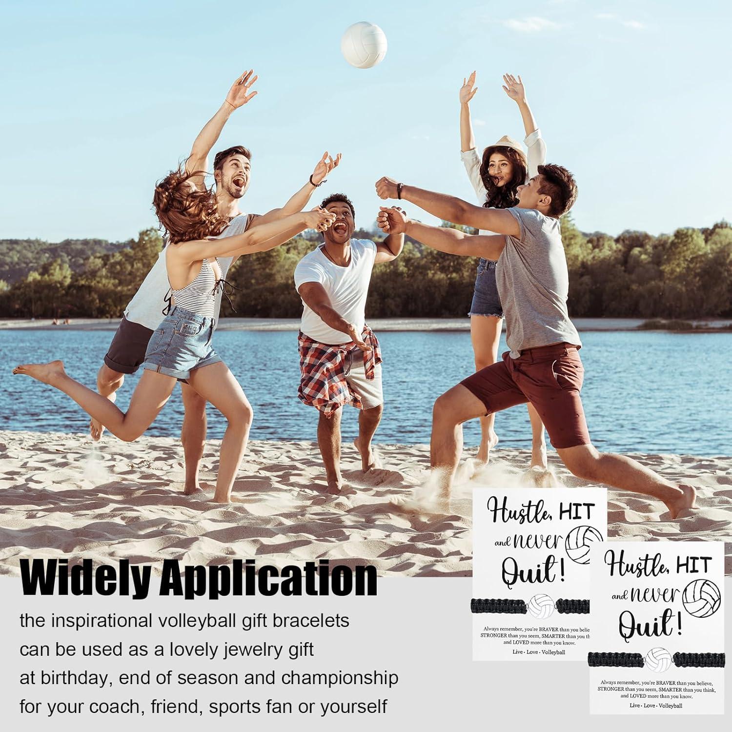 12 Pulseras Deportivas Ajustables Voleibol con Tarjetas Inspiradoras