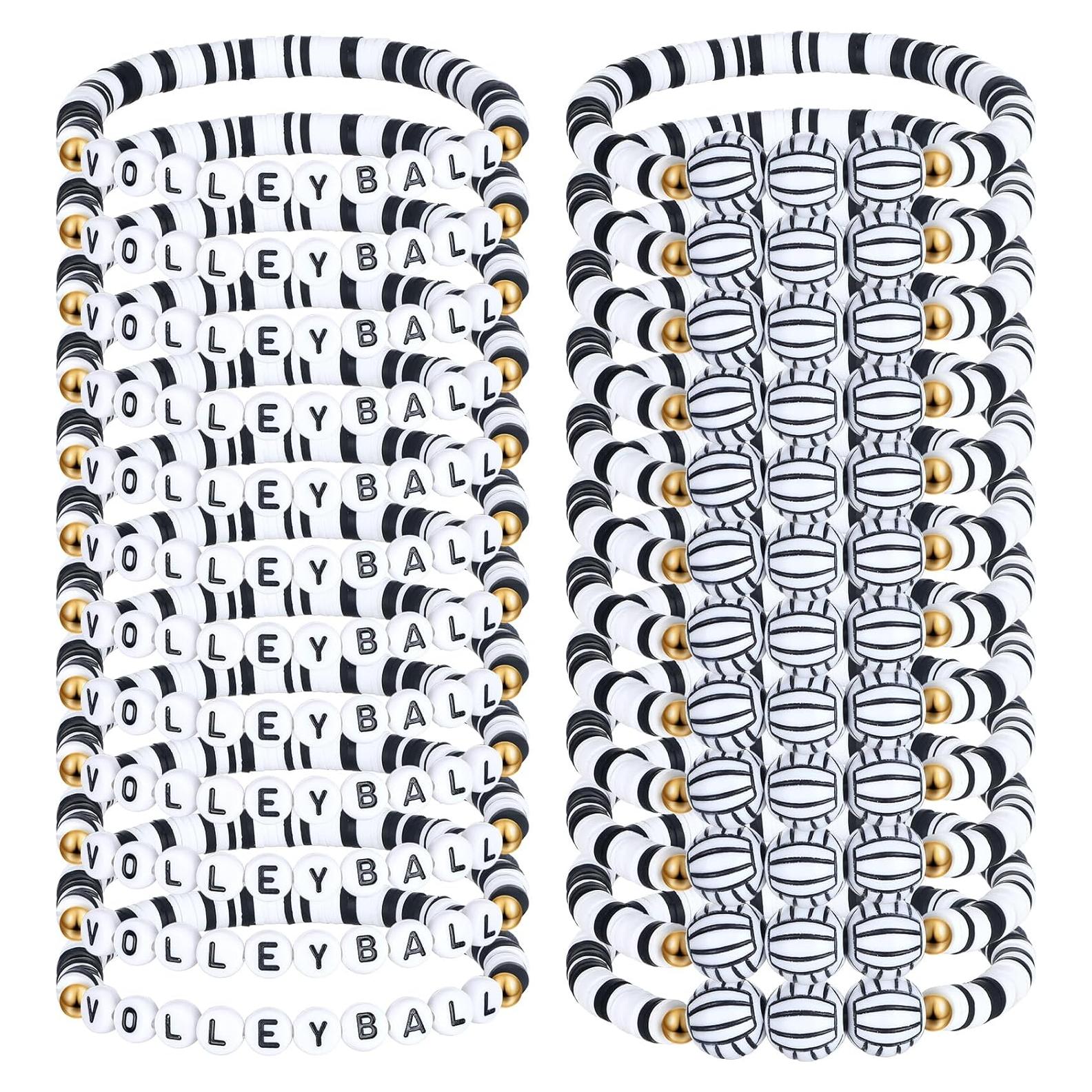 Paquete de 24 Pulseras de Arcilla Voleibol Ajustables