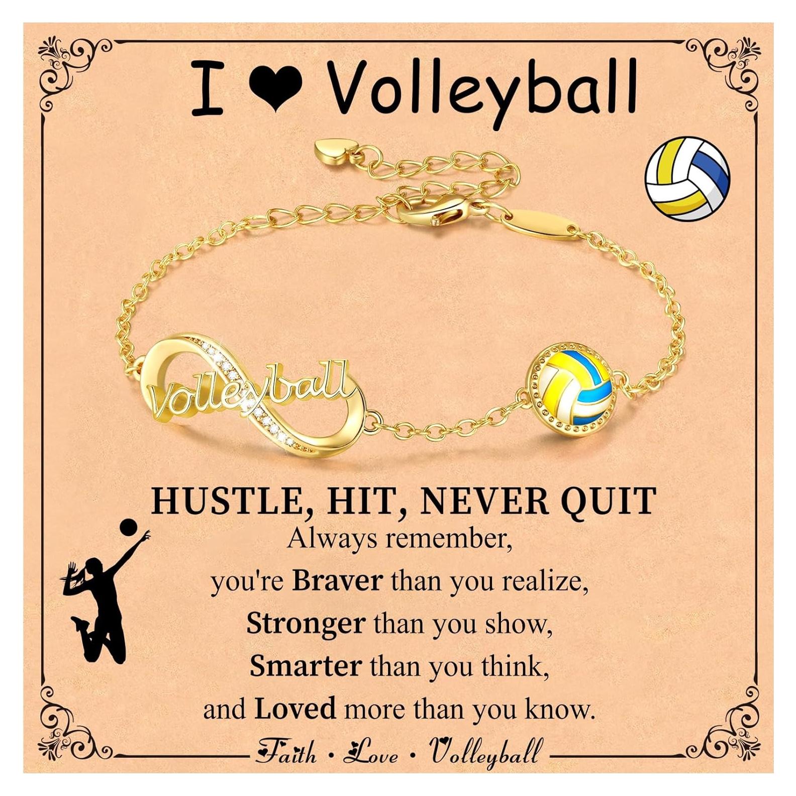 Pulsera Infinito de Voleibol para Niñas - Oro 14K Ajustable