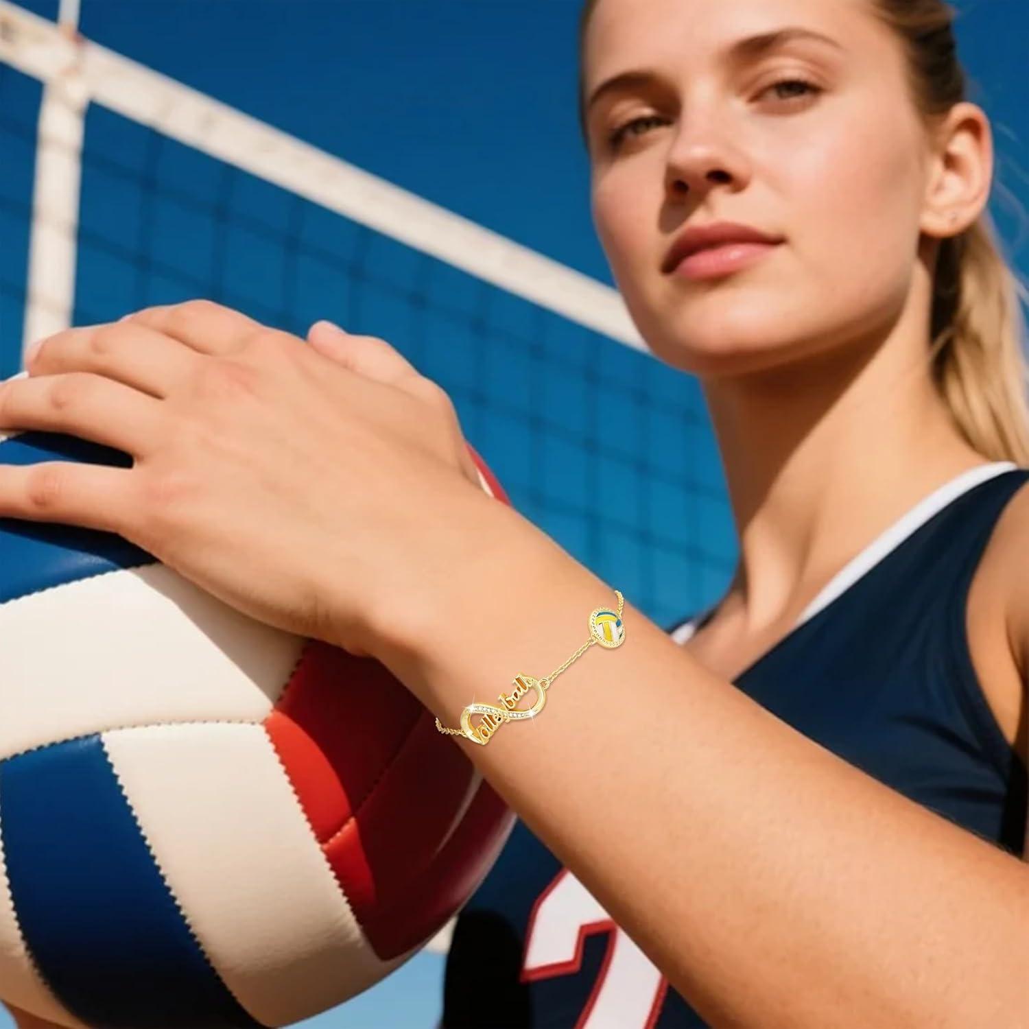 Pulsera Infinito de Voleibol para Niñas - Oro 14K Ajustable