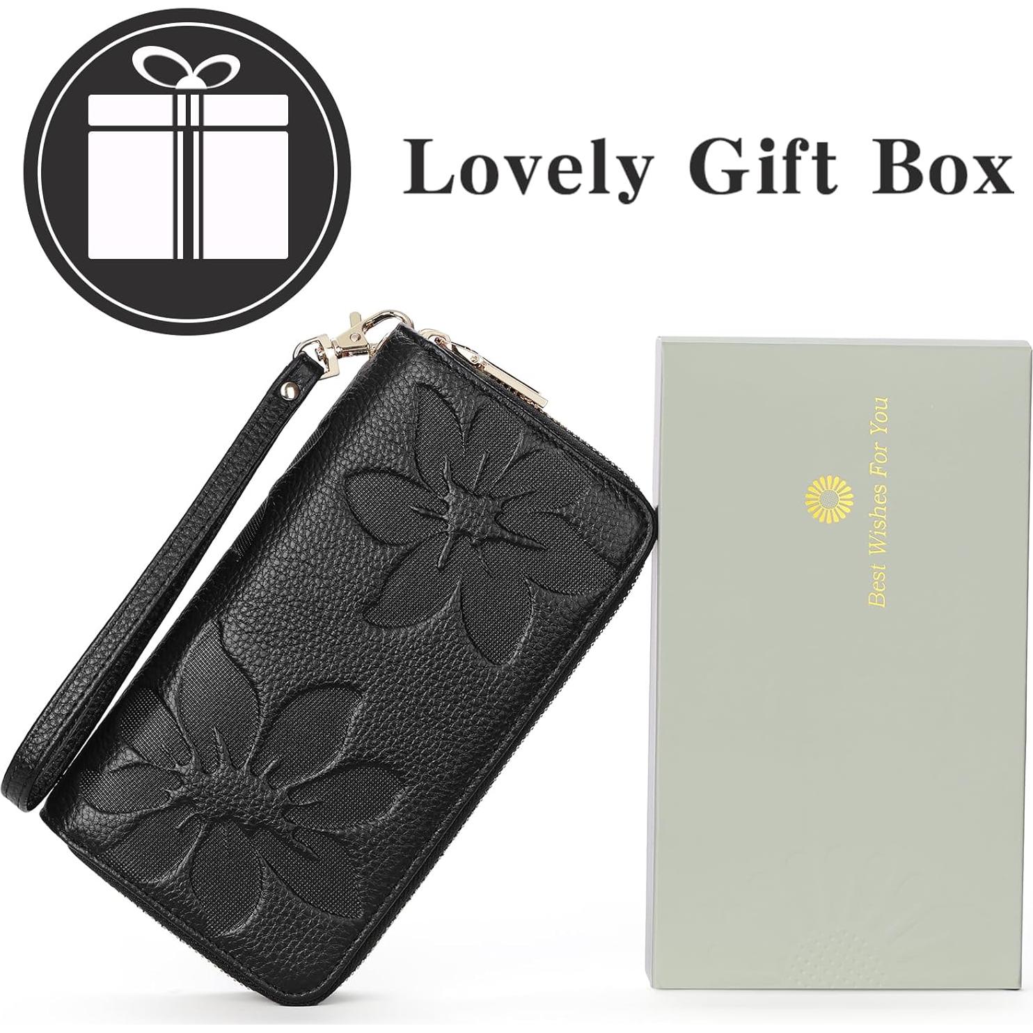 Cartera de Mujer GOIACII Doble Cierre RFID Cuero Floral