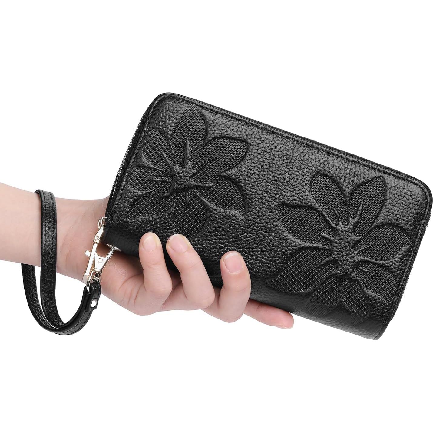 Cartera de Mujer GOIACII Doble Cierre RFID Cuero Floral