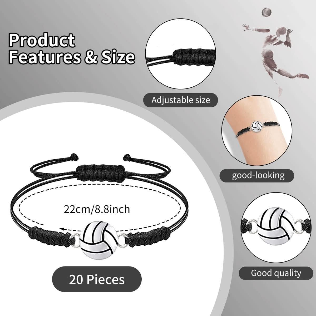 20 Pulseras de Voleibol Ajustables CANIPHA - Joyería Unisex
