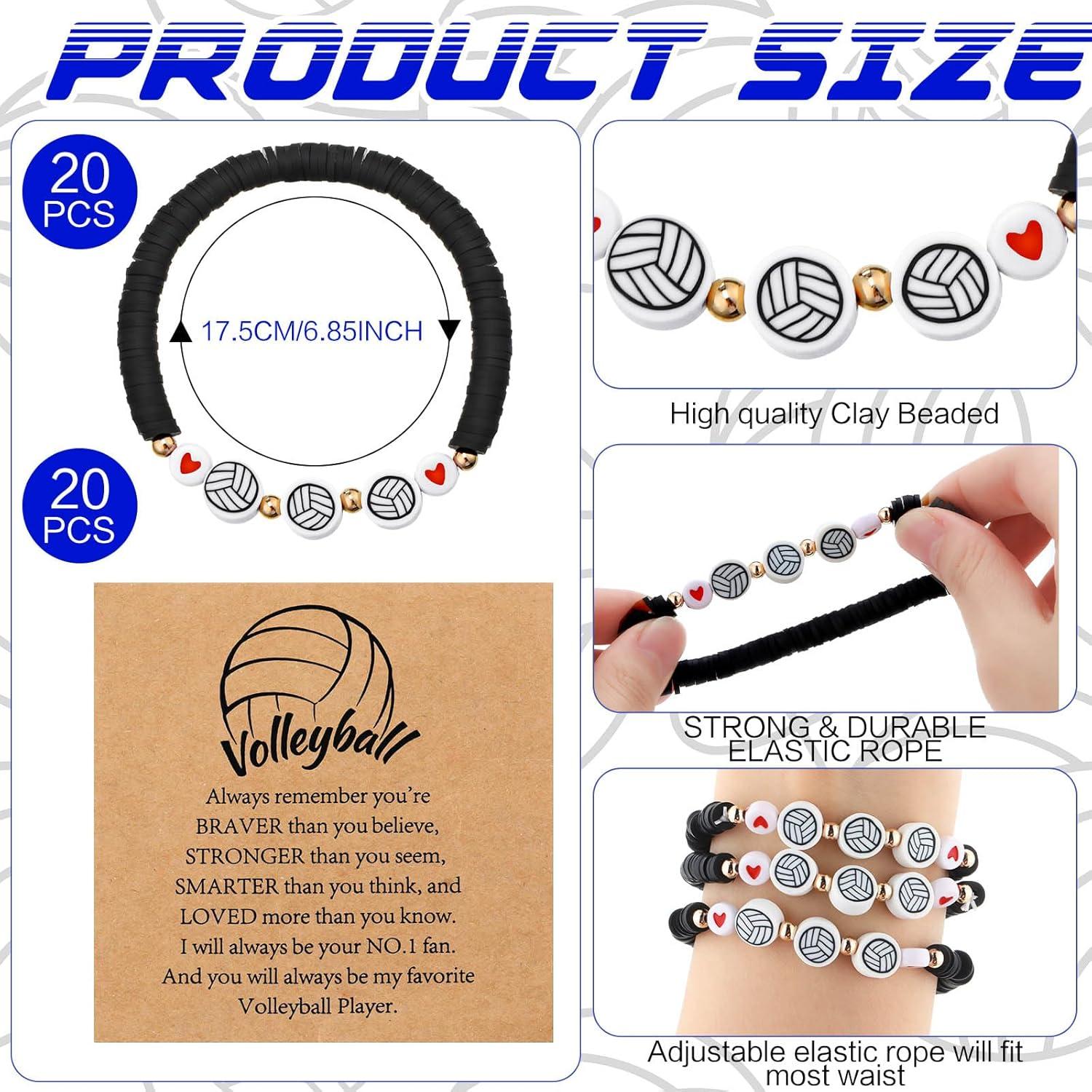 Set de 20 Pulseras de Voleibol Ajustables con Tarjetas Inspiradoras