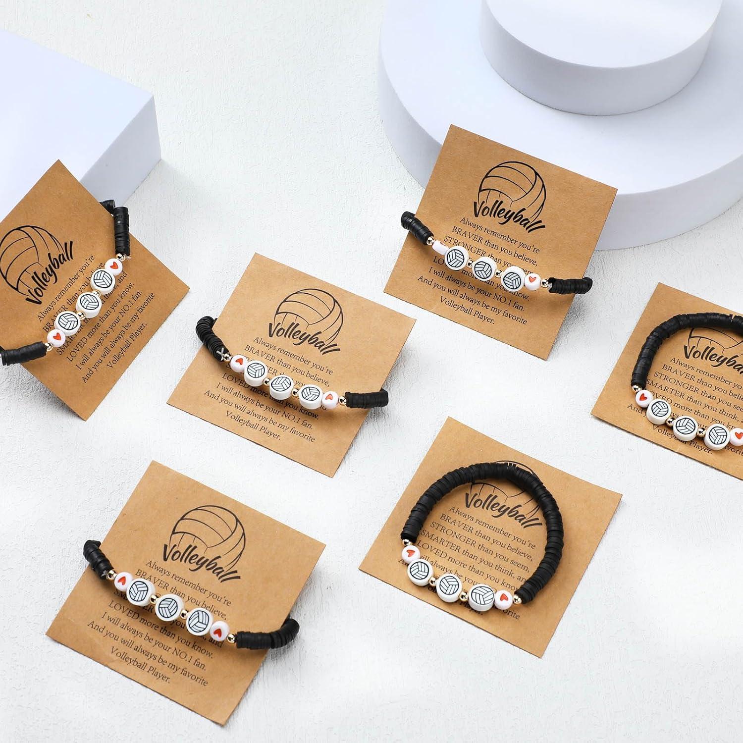 Set de 20 Pulseras de Voleibol Ajustables con Tarjetas Inspiradoras