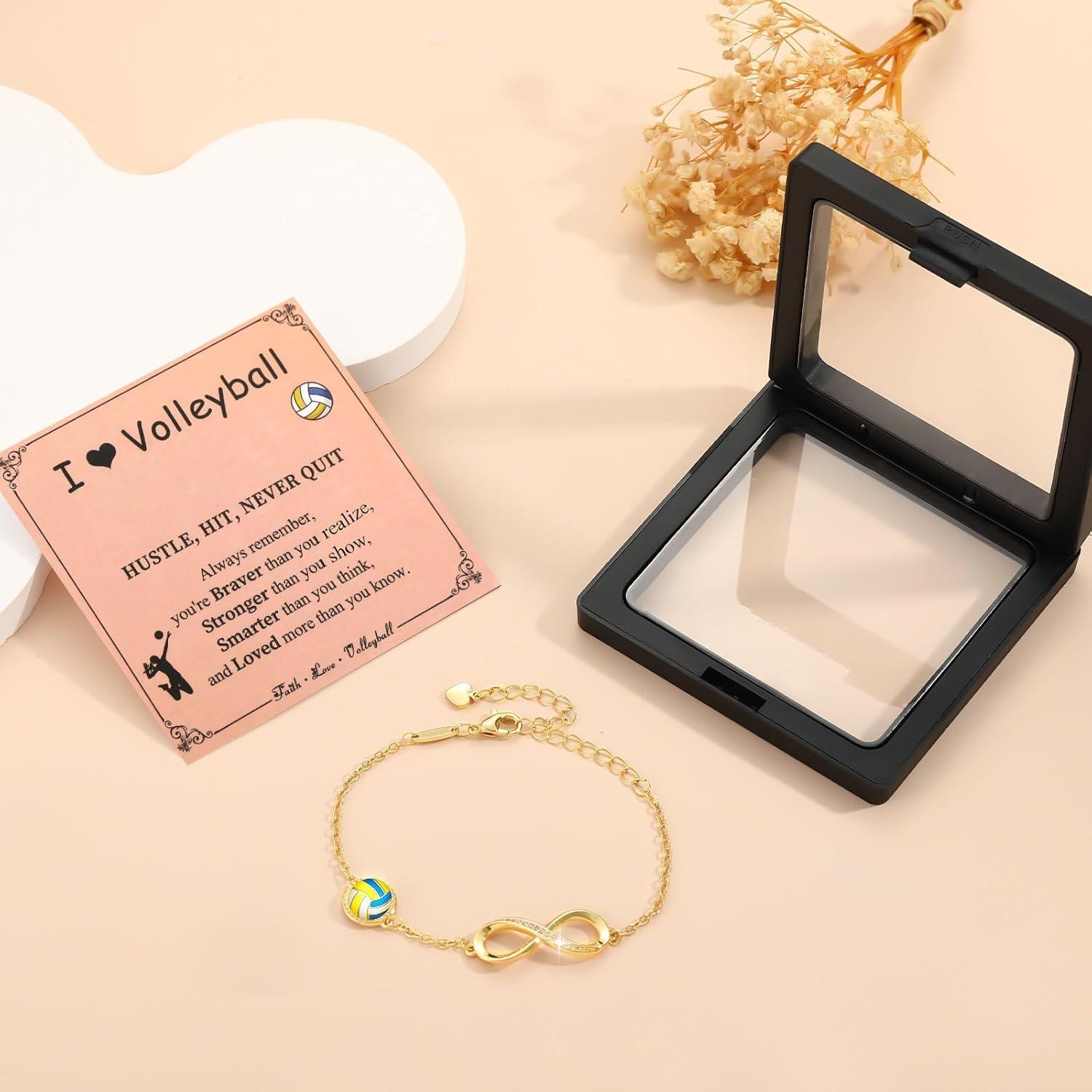 Pulsera Infinito de Voleibol Oro 14K para Mujeres y Niñas