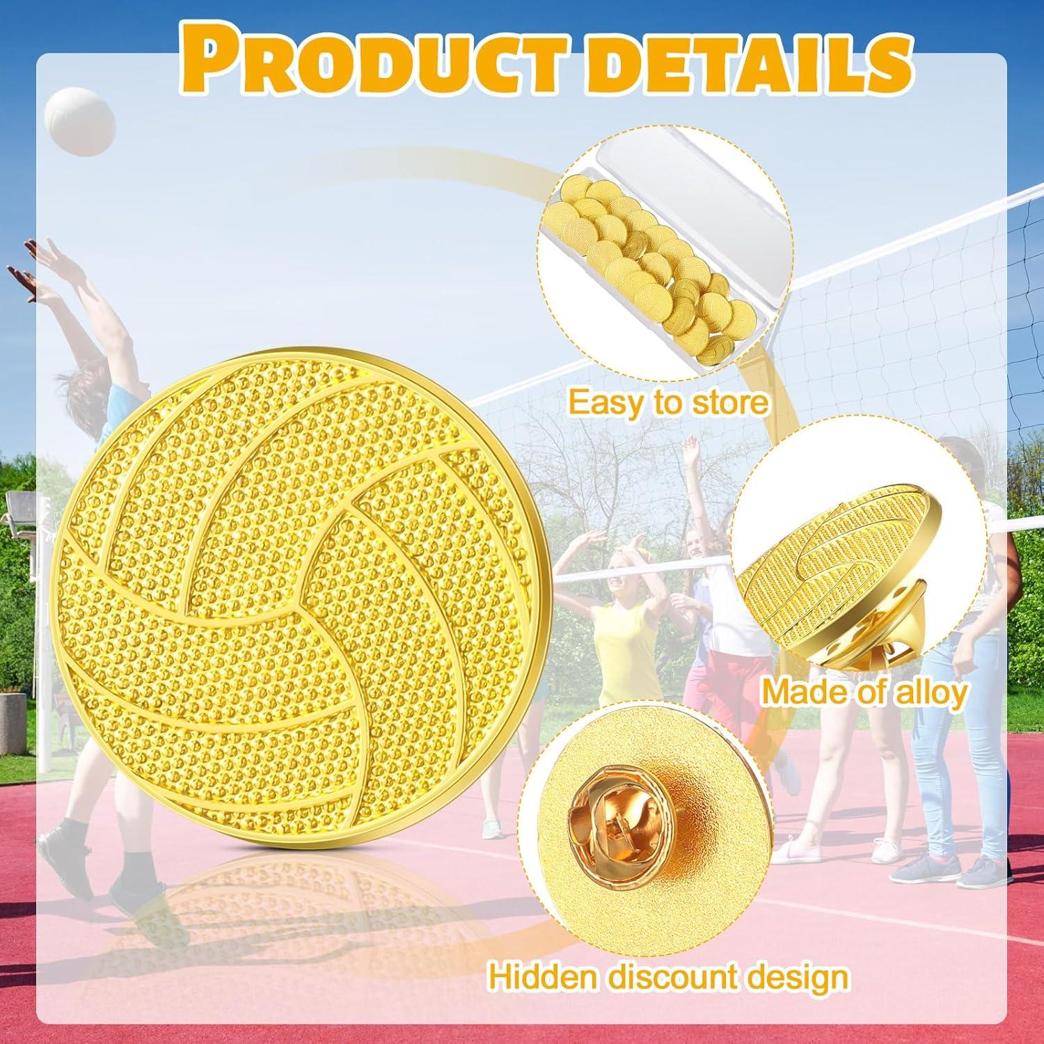 Tondiamo 24 Pines de Chenille de Voleibol Dorados para Logros