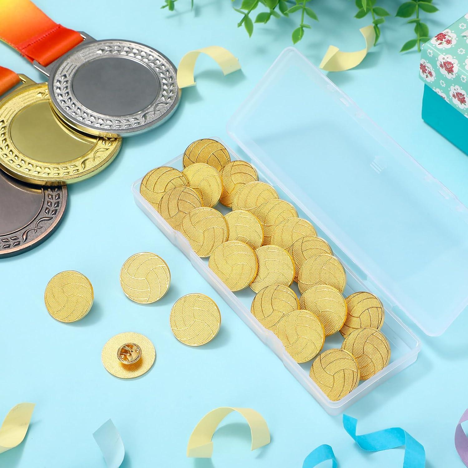 Tondiamo 24 Pines de Chenille de Voleibol Dorados para Logros