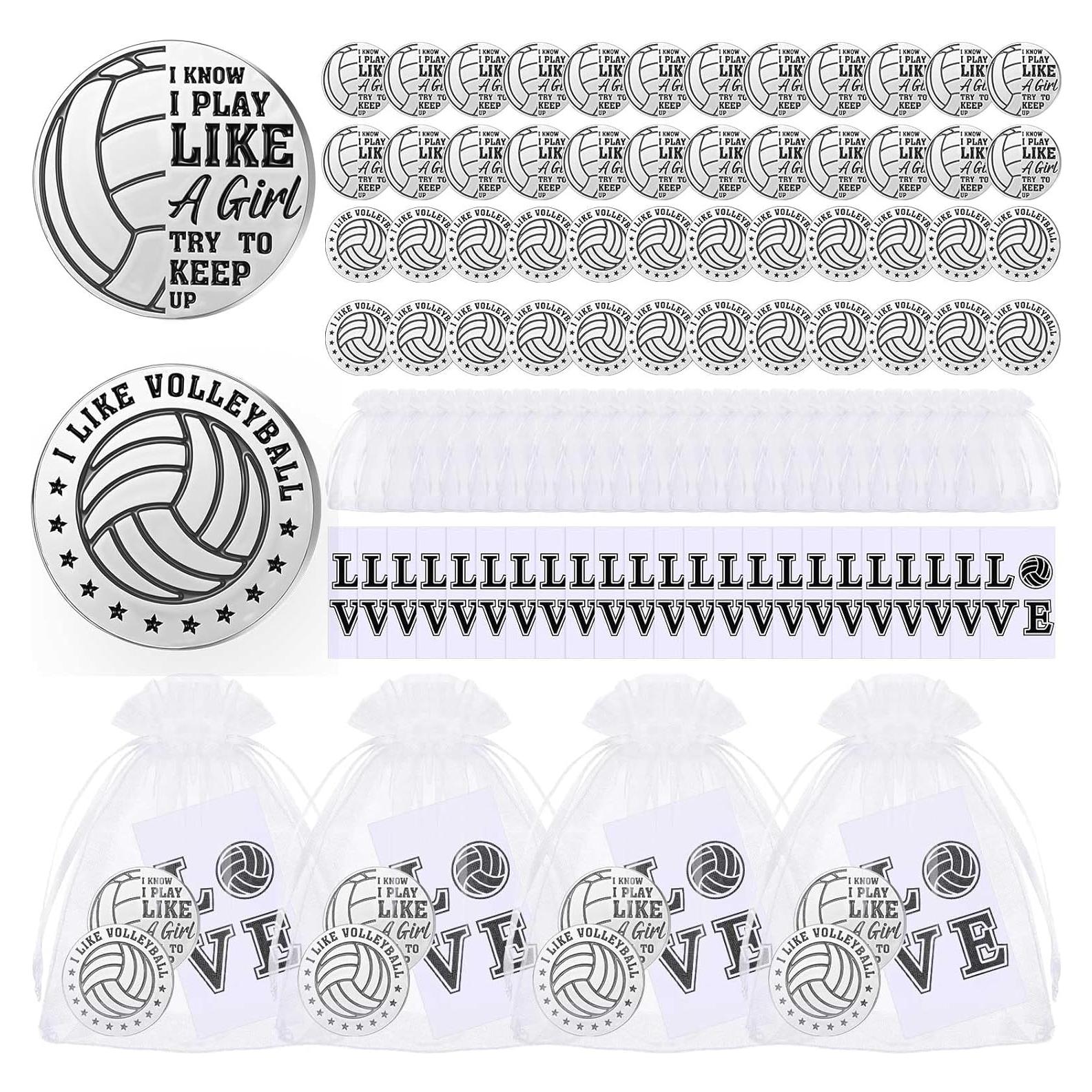 Tondiamo 50 Pines de Voleibol con Tarjetas y Bolsas - Regalos para Chicas