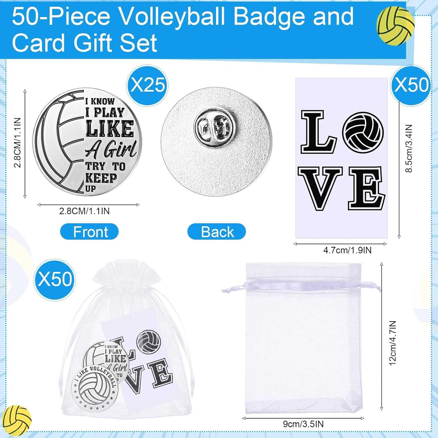 Tondiamo 50 Pines de Voleibol con Tarjetas y Bolsas - Regalos para Chicas