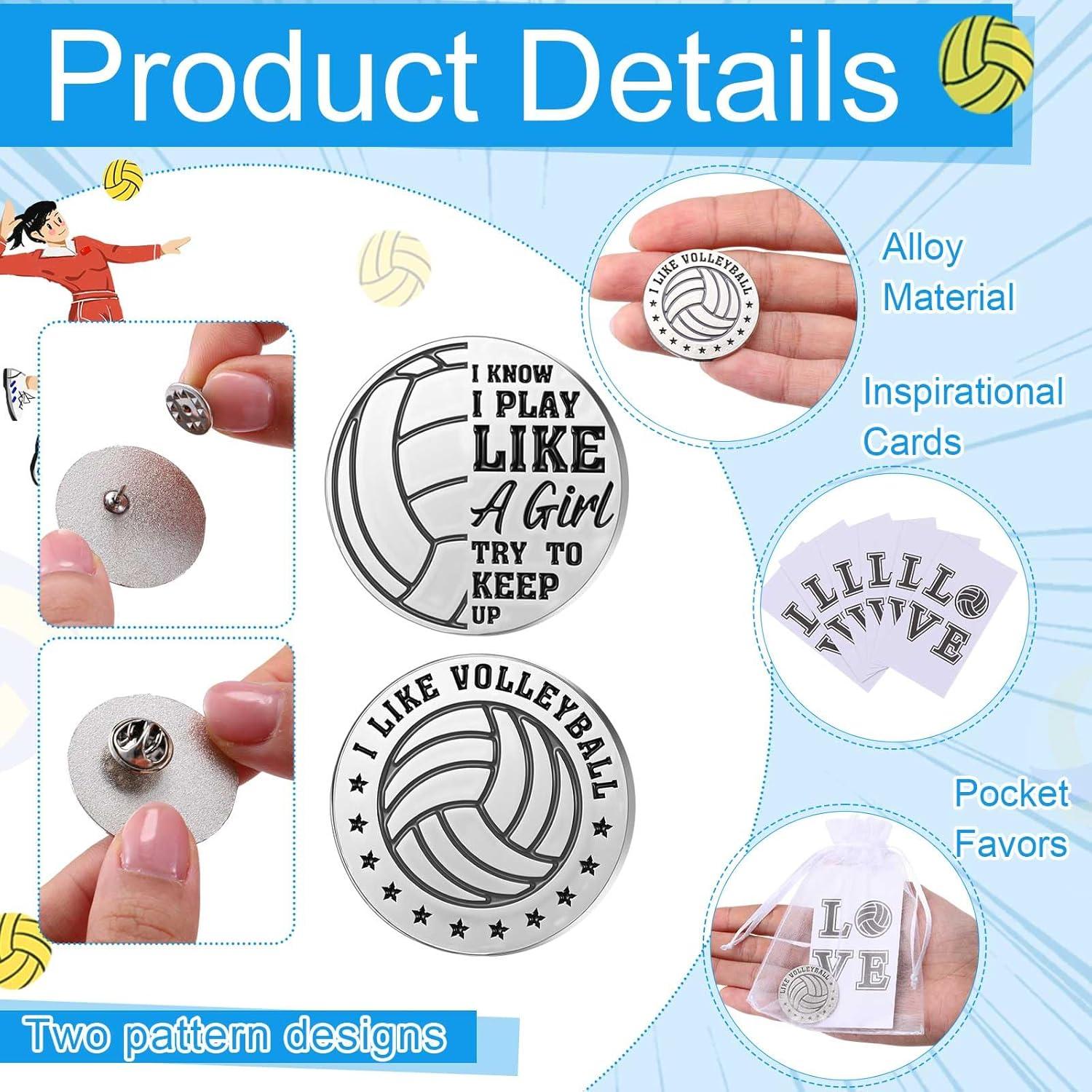 Tondiamo 50 Pines de Voleibol con Tarjetas y Bolsas - Regalos para Chicas