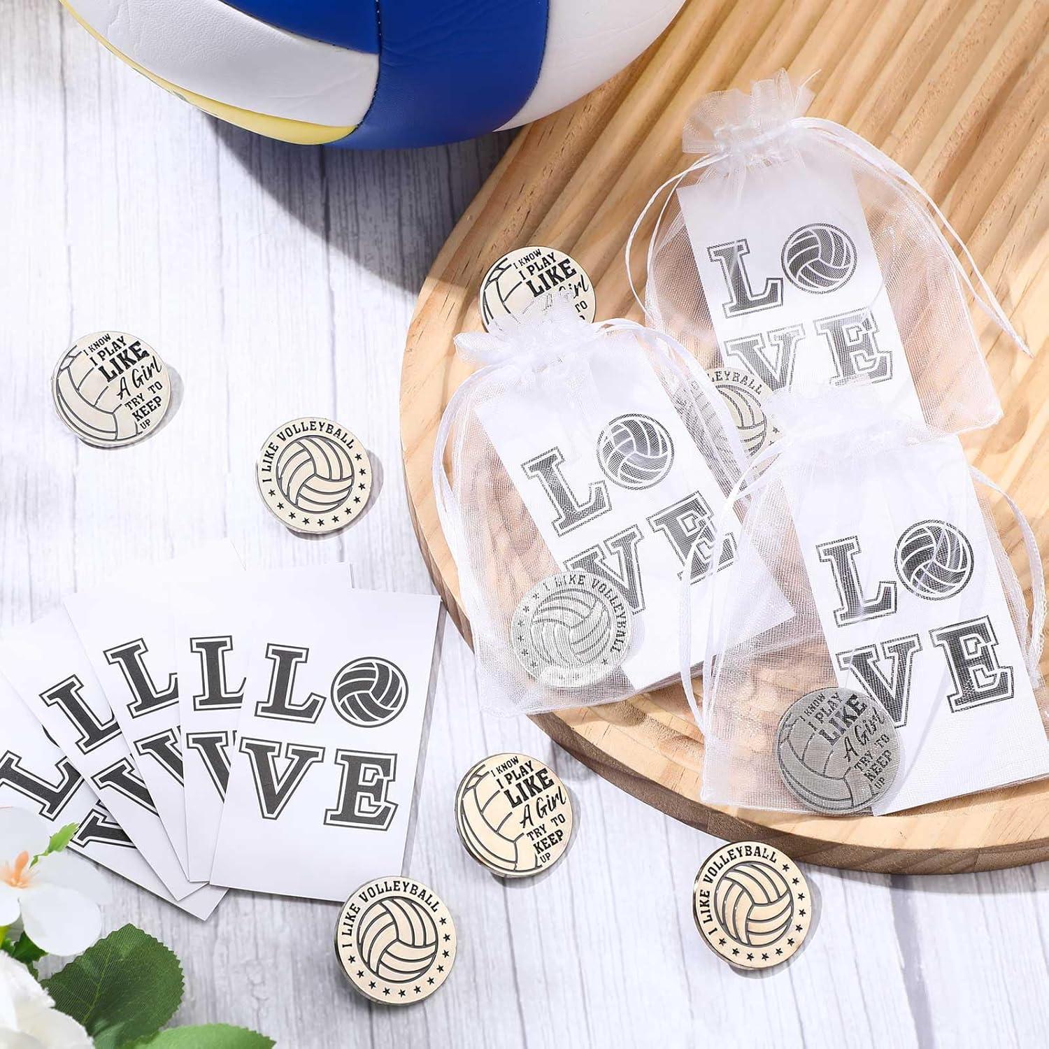 Tondiamo 50 Pines de Voleibol con Tarjetas y Bolsas - Regalos para Chicas