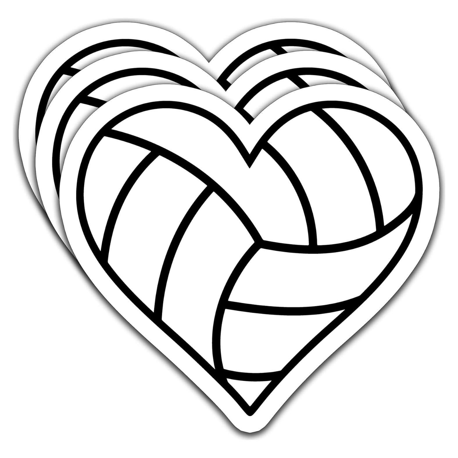 Calcomanías de Voleibol Corazón EMMACELA - Set de 3 Piezas