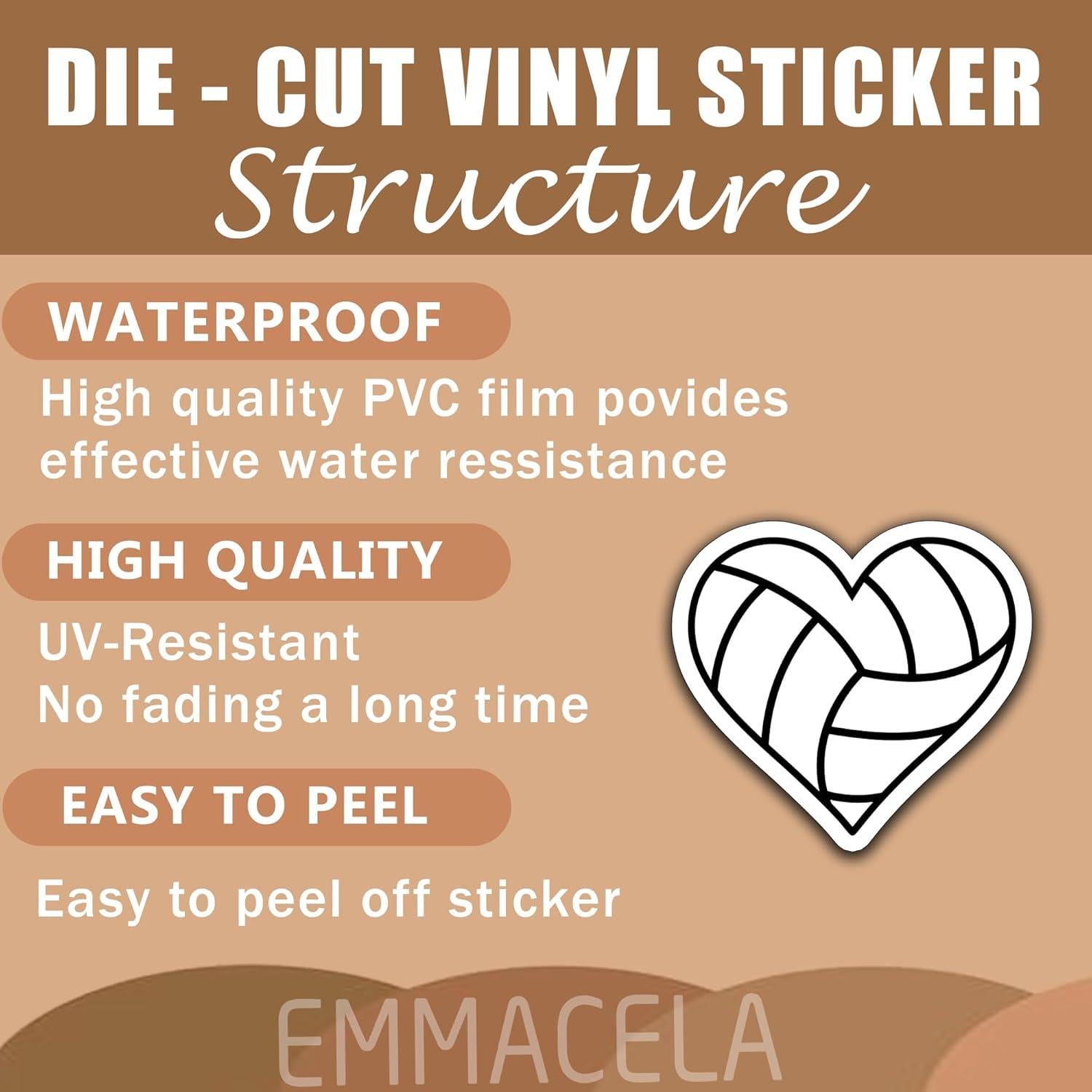 Calcomanías de Voleibol Corazón EMMACELA - Set de 3 Piezas