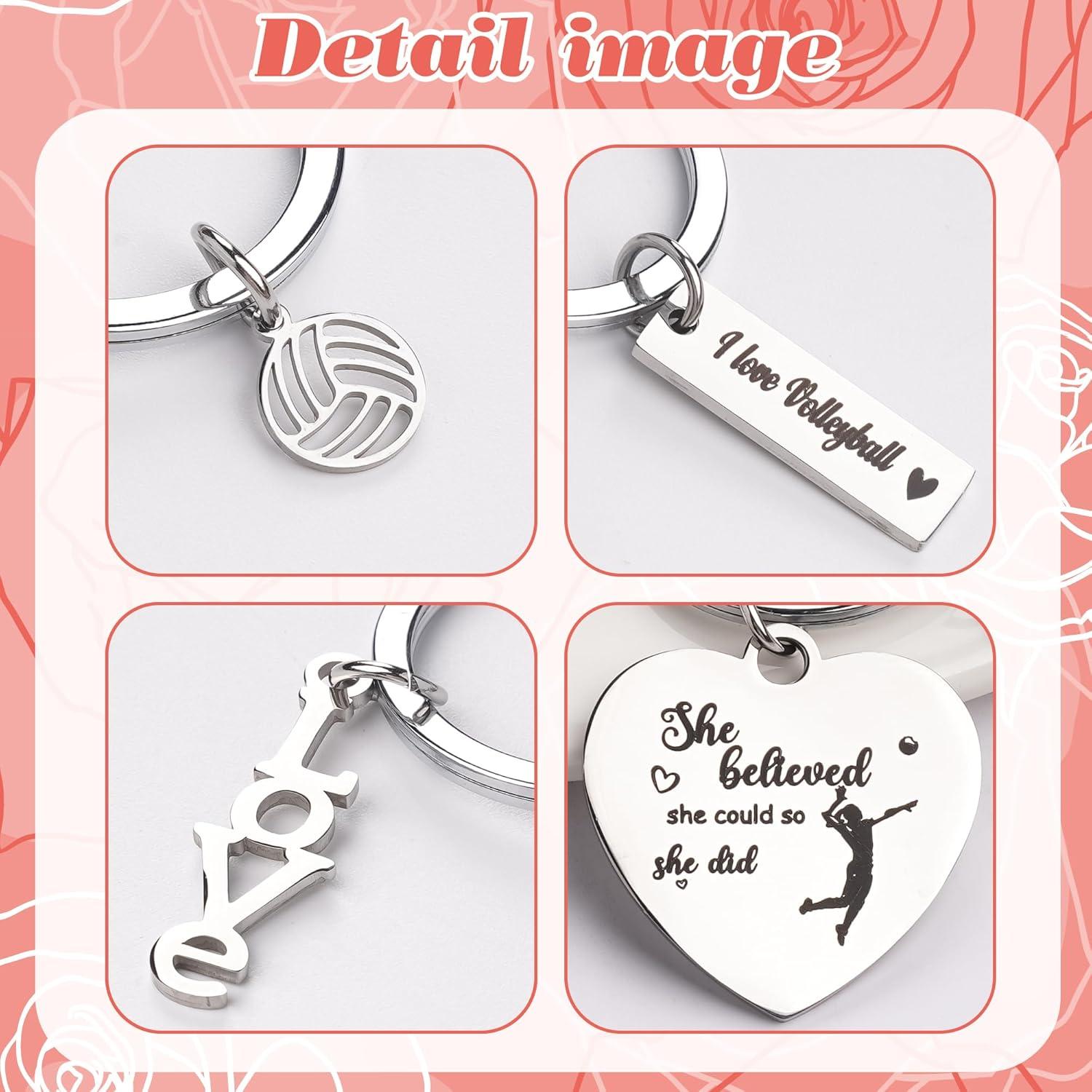 Llaveros de voleibol GiftoBi - Acero inoxidable plata para chicas