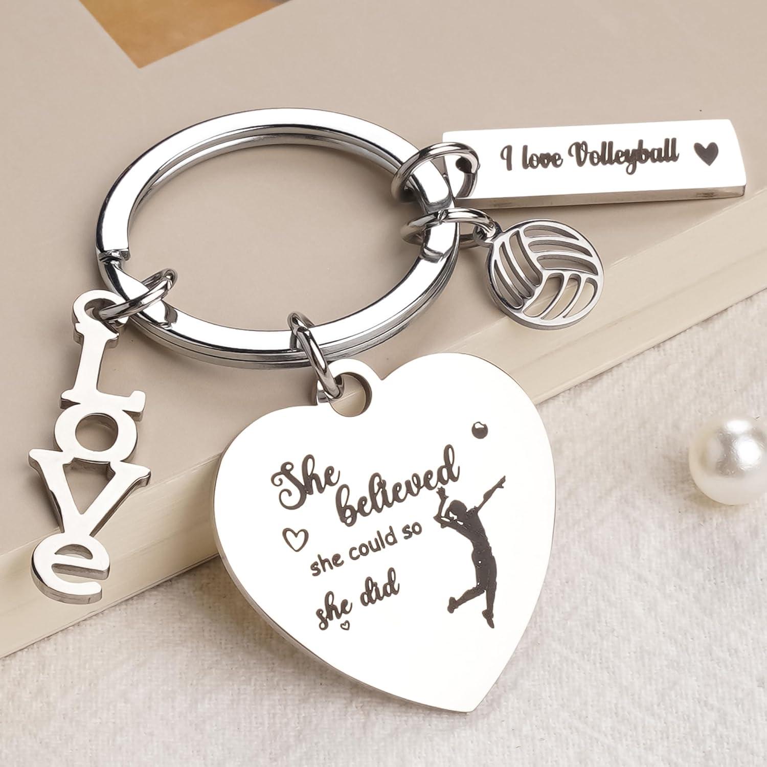 Llaveros de voleibol GiftoBi - Acero inoxidable plata para chicas