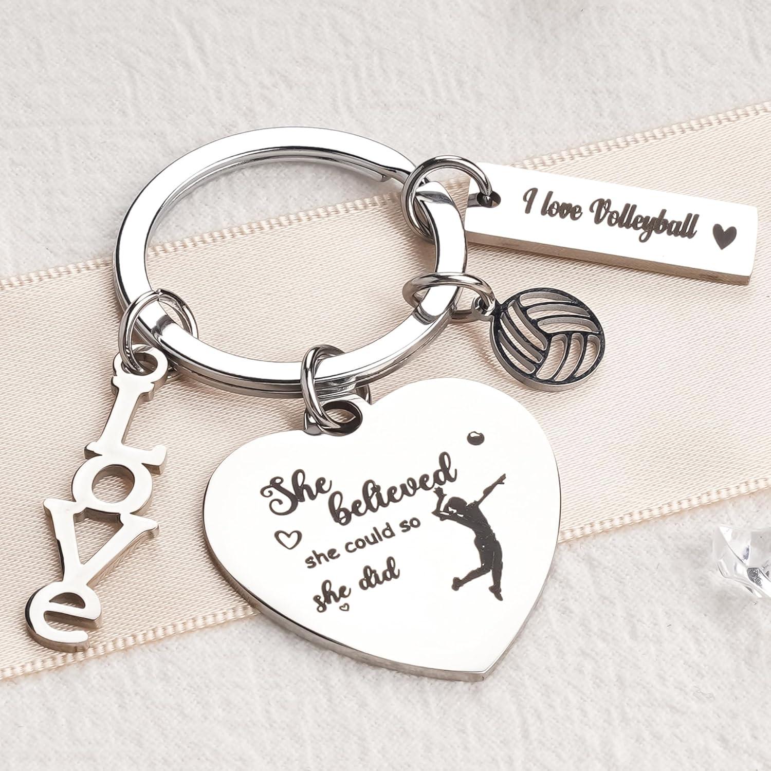 Llaveros de voleibol GiftoBi - Acero inoxidable plata para chicas