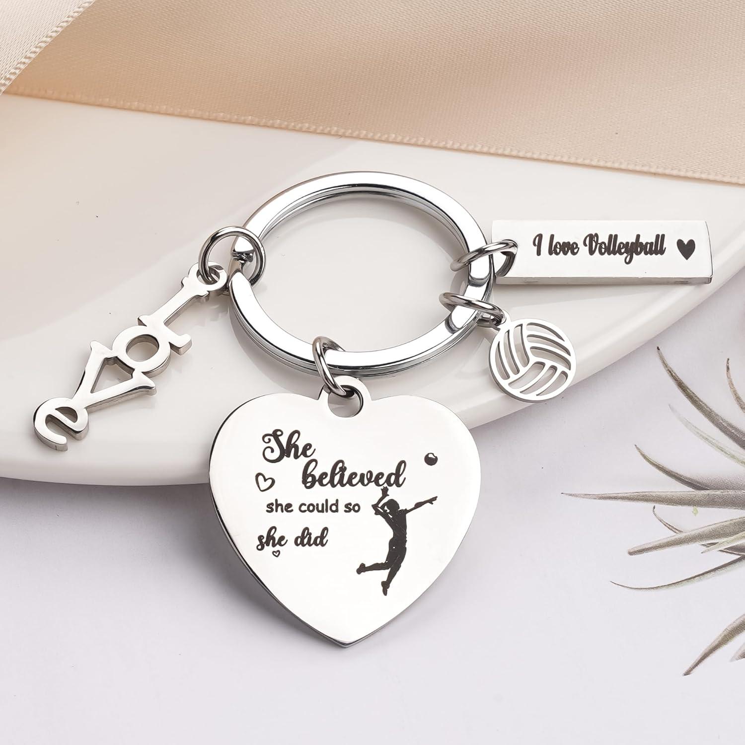 Llaveros de voleibol GiftoBi - Acero inoxidable plata para chicas