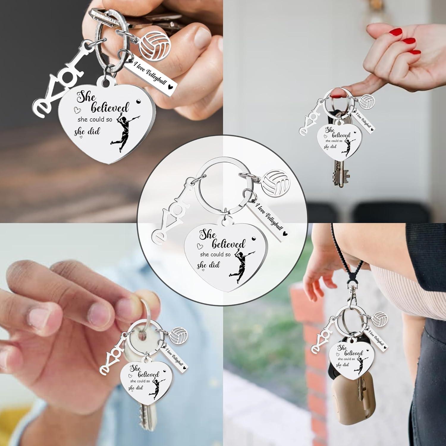 Llaveros de voleibol GiftoBi - Acero inoxidable plata para chicas