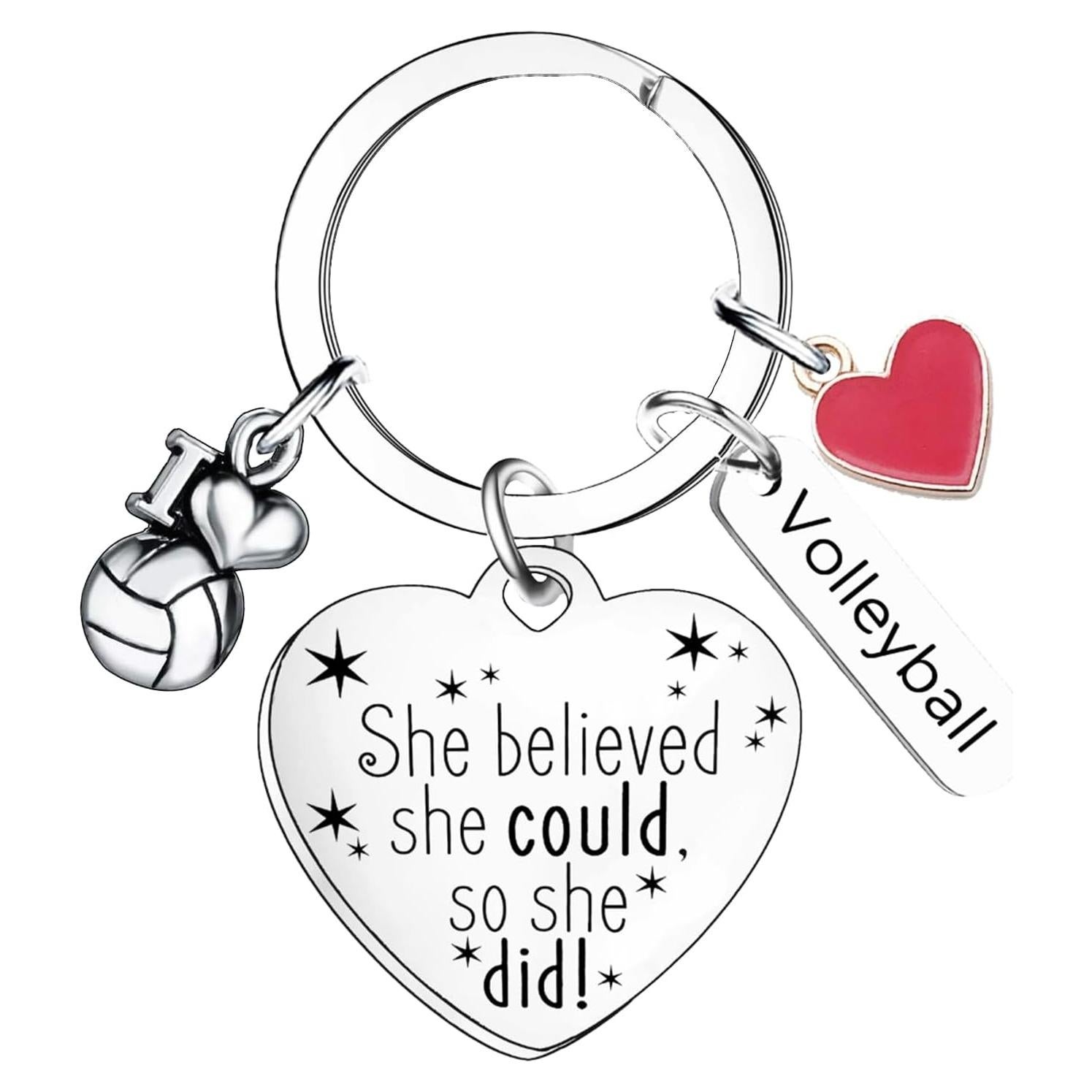 Llavero Inspirador de Voleibol para Chicas - Acero Inoxidable