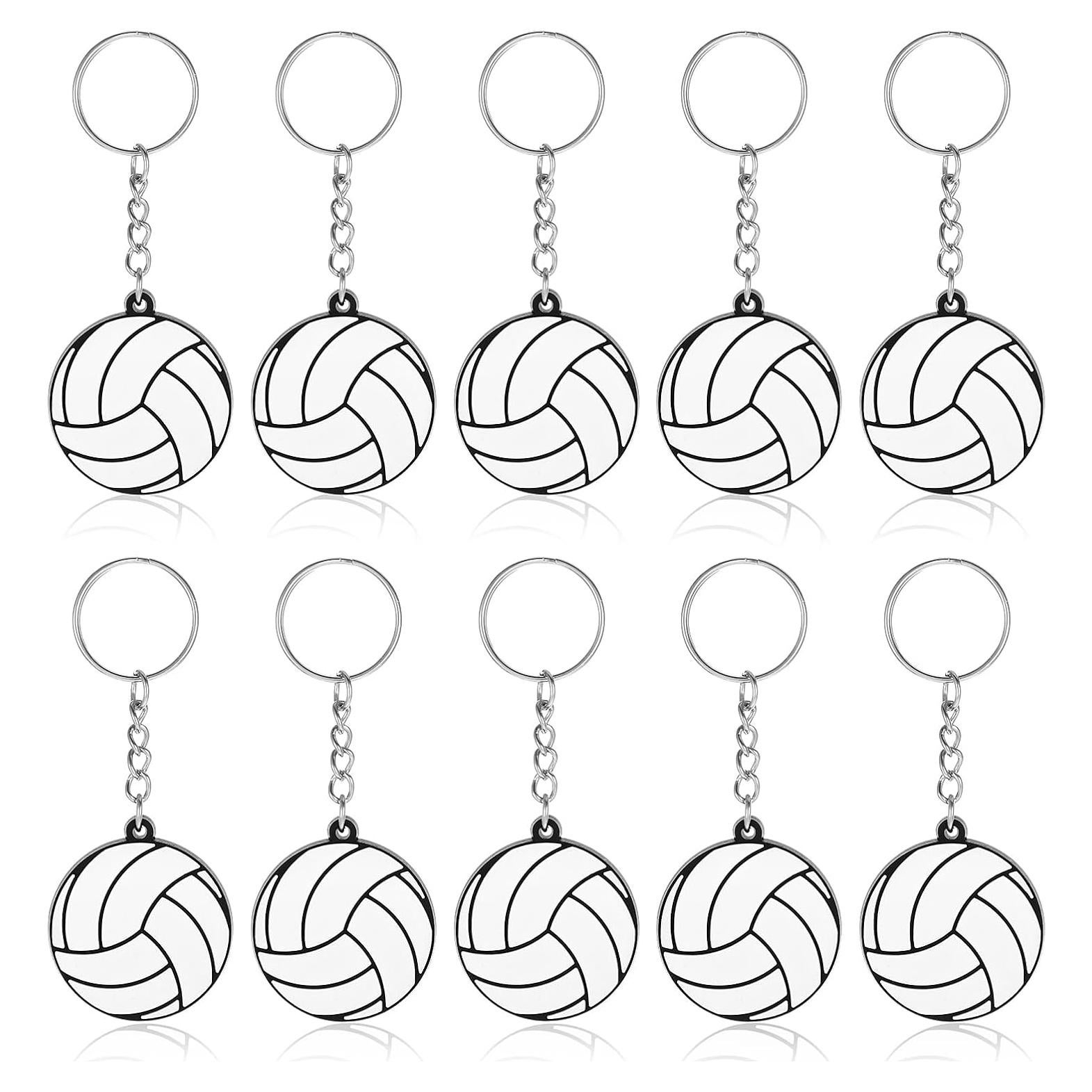 10 Llaveros de Voleibol PVC y Aleación de Zinc 3.8cm