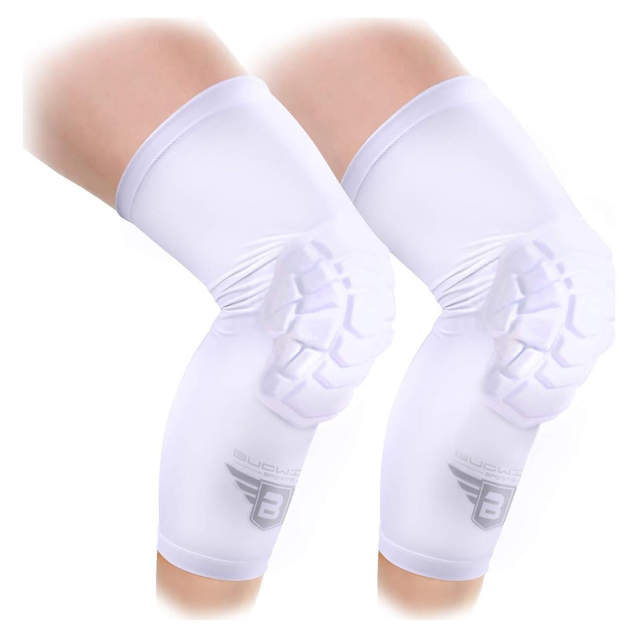 Rodilleras de Voleibol Bucwild Sports - Compresión y Antideslizante - Pequeño Blanco