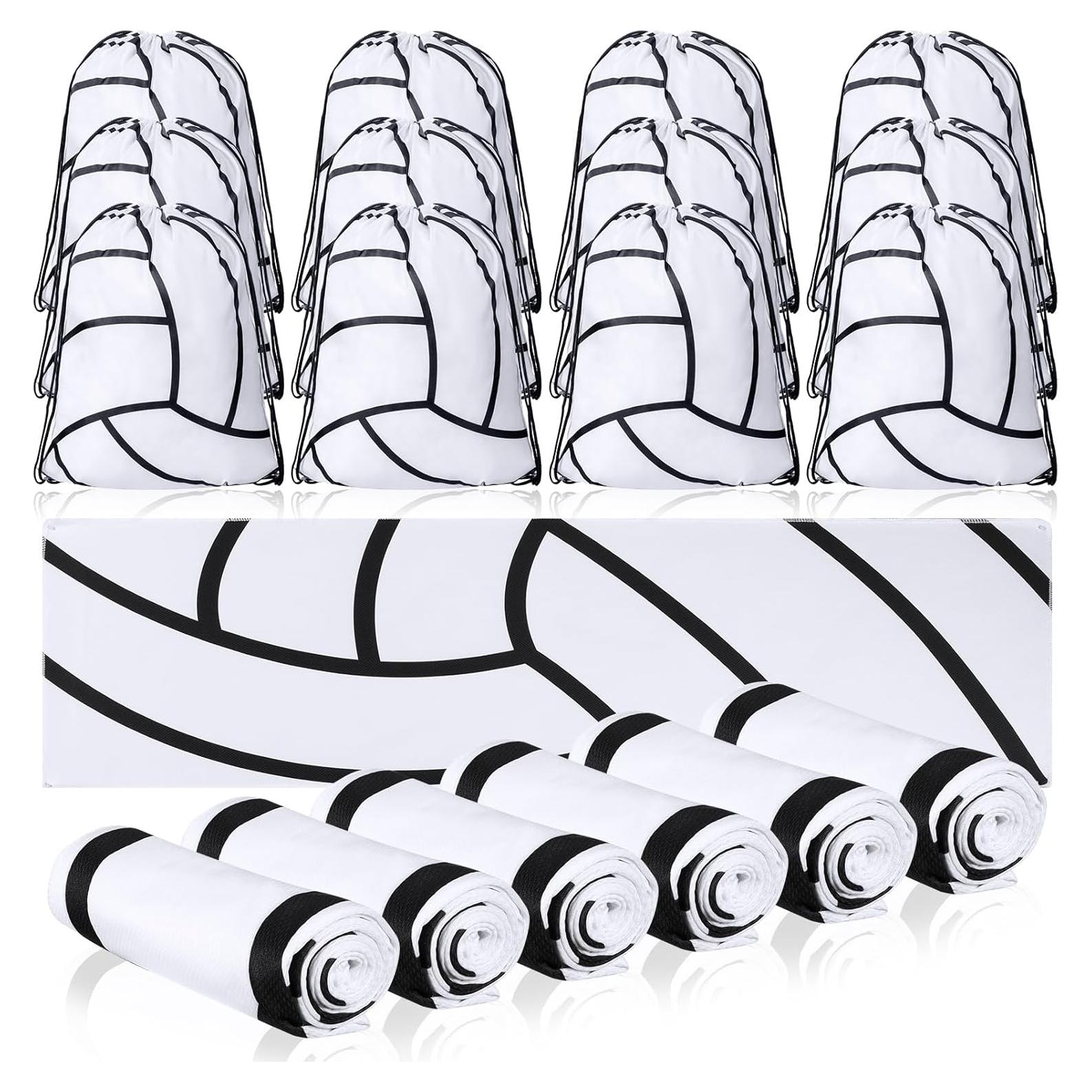 Conjunto de Regalos Hahafelt: 12 Mochilas y 12 Toallas Enfriadoras de Voleibol