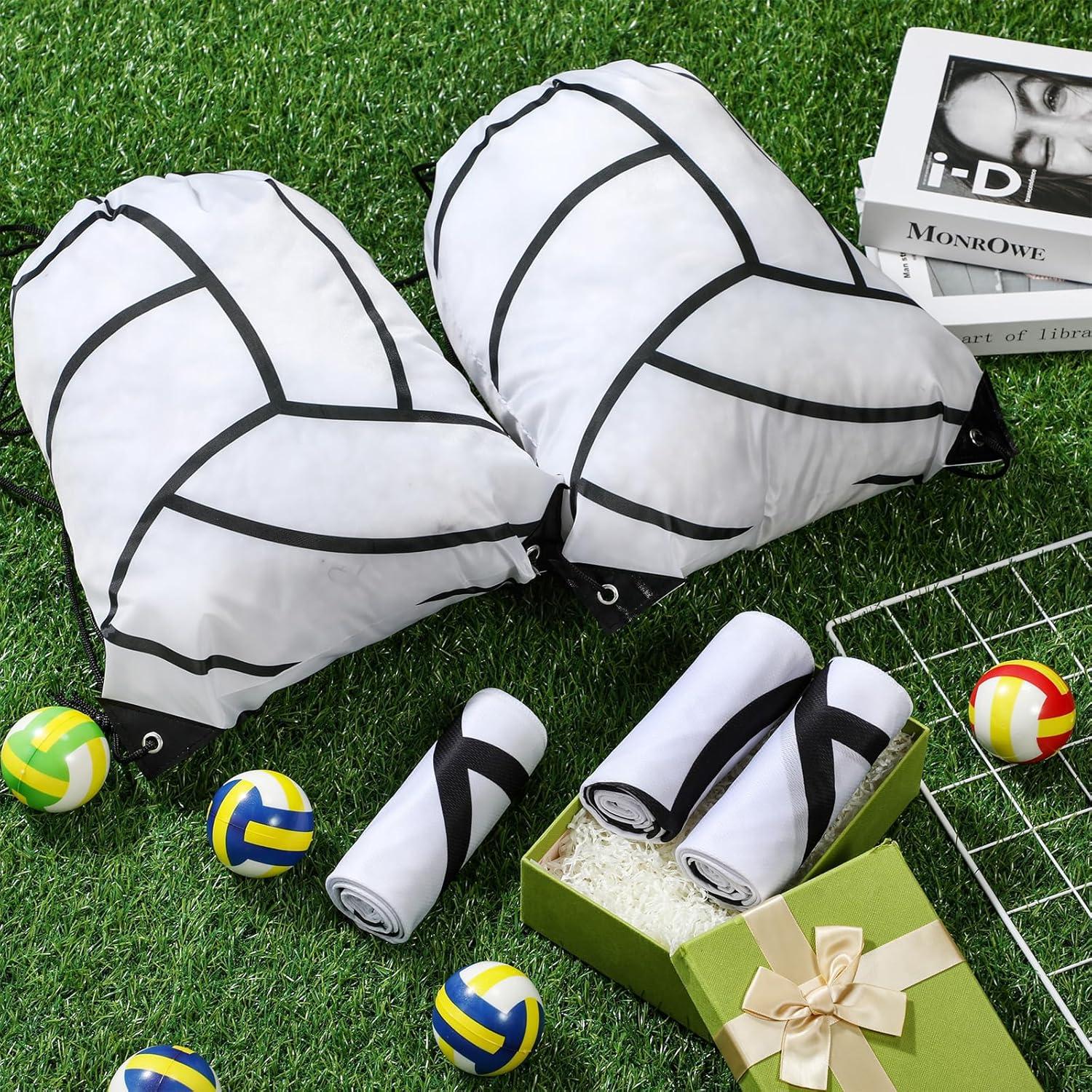 Conjunto de Regalos Hahafelt: 12 Mochilas y 12 Toallas Enfriadoras de Voleibol