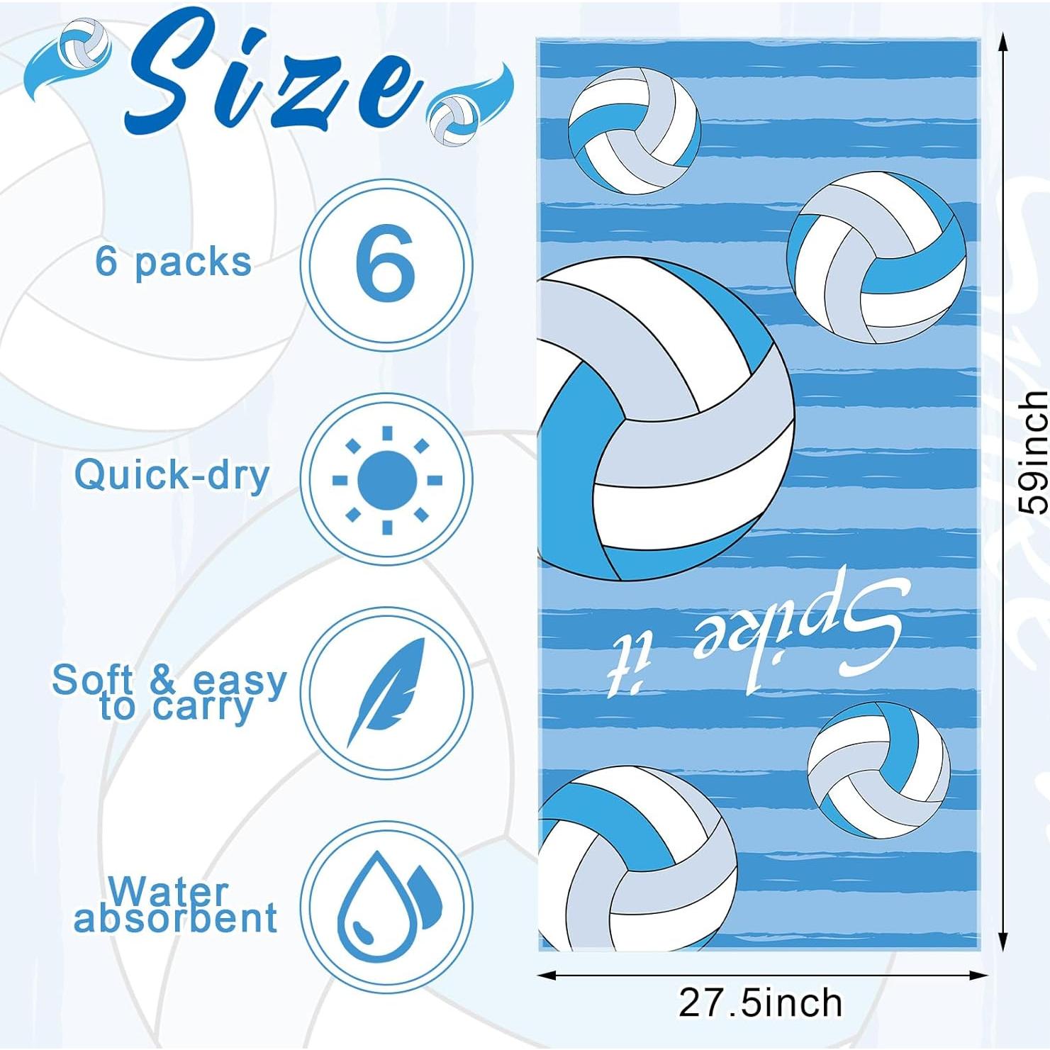 Toallas de Playa VitalCozy 6 Pzas Microfibra 71x150 cm Voleibol