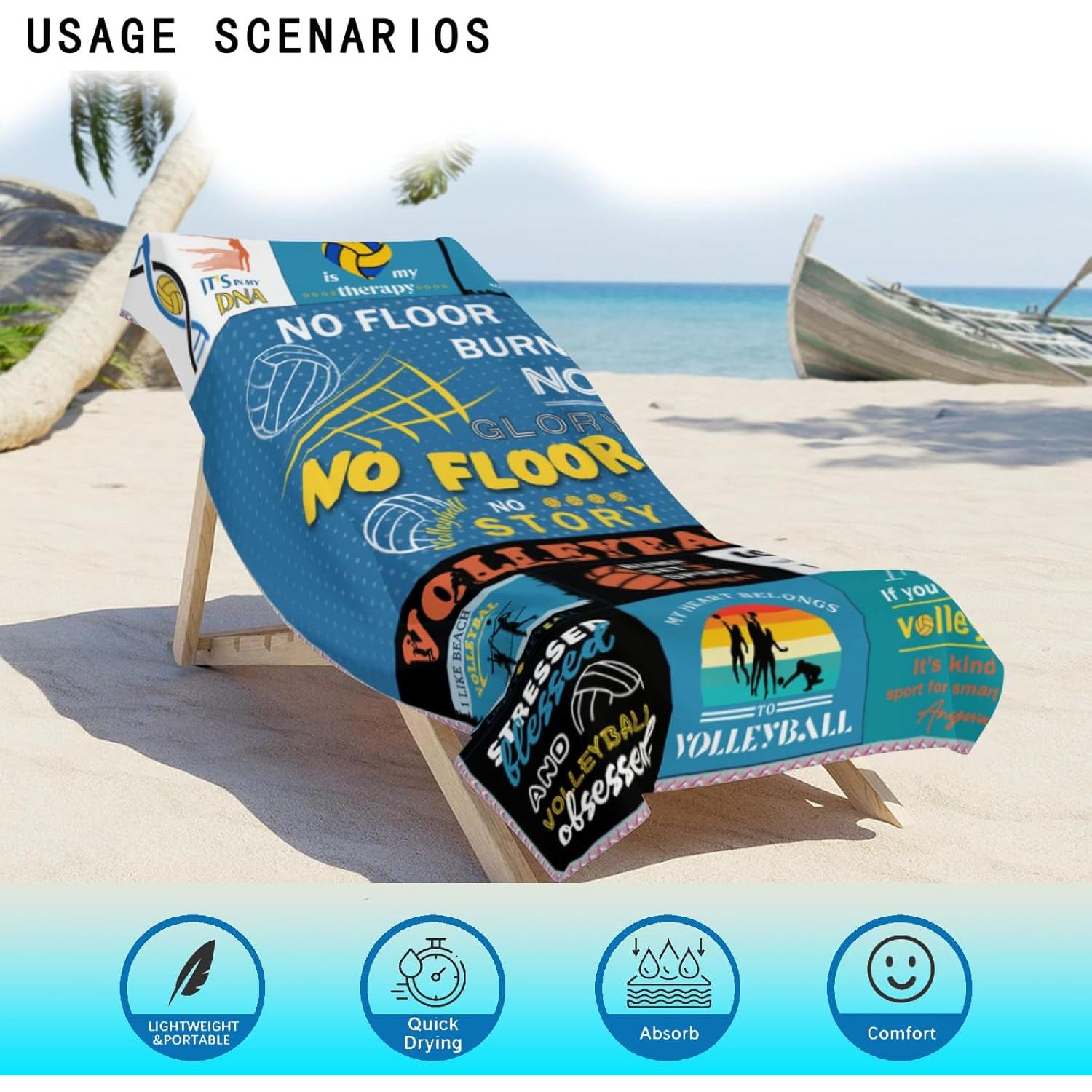 Toalla de Playa de Voleibol TTRyehf 160x80 cm Microfibra