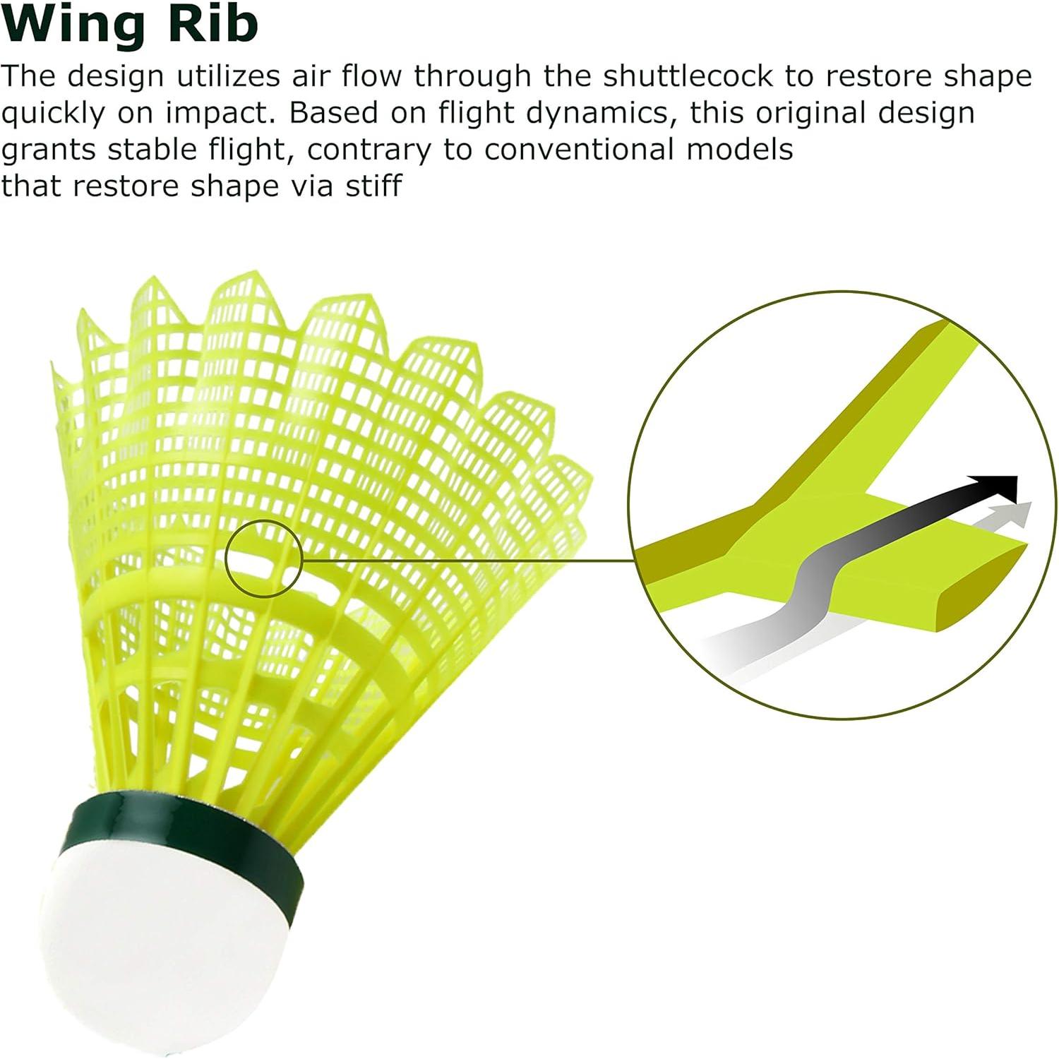 Volantes de Nylon YONEX Mavis 2000 Tapa Verde - Paquete de 6