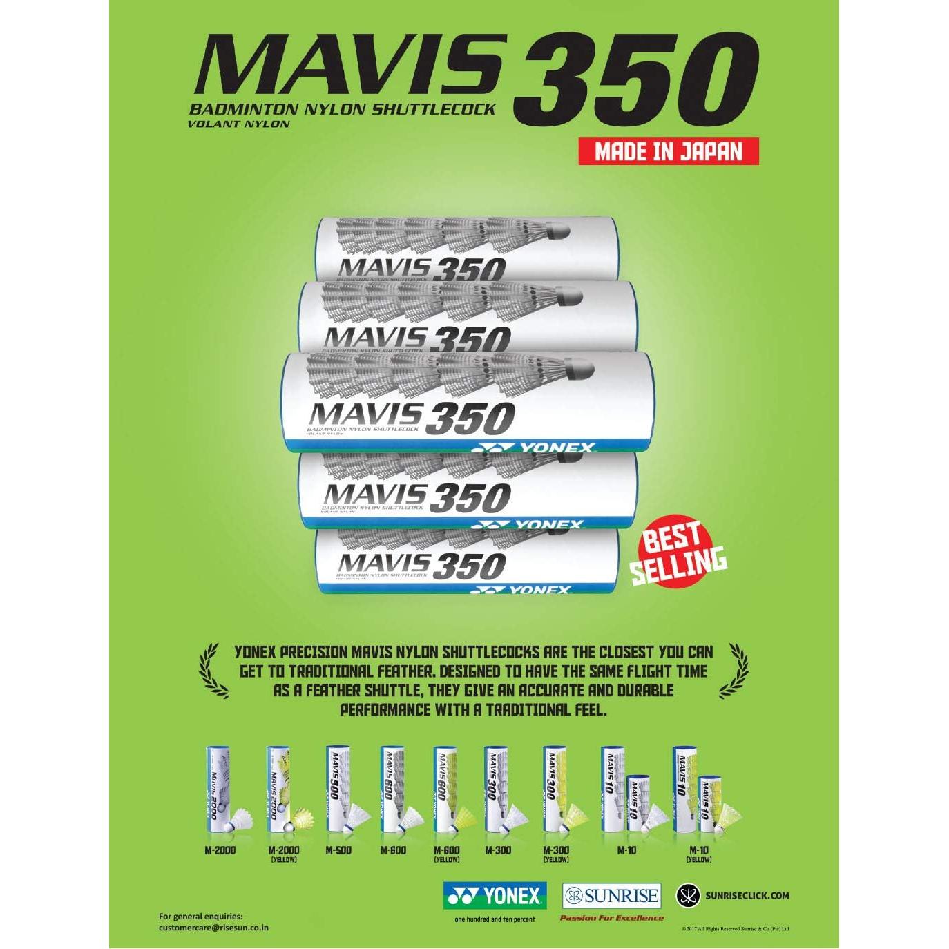 Volante de Nylon Yonex Mavis 300 Tapa Verde Amarillo