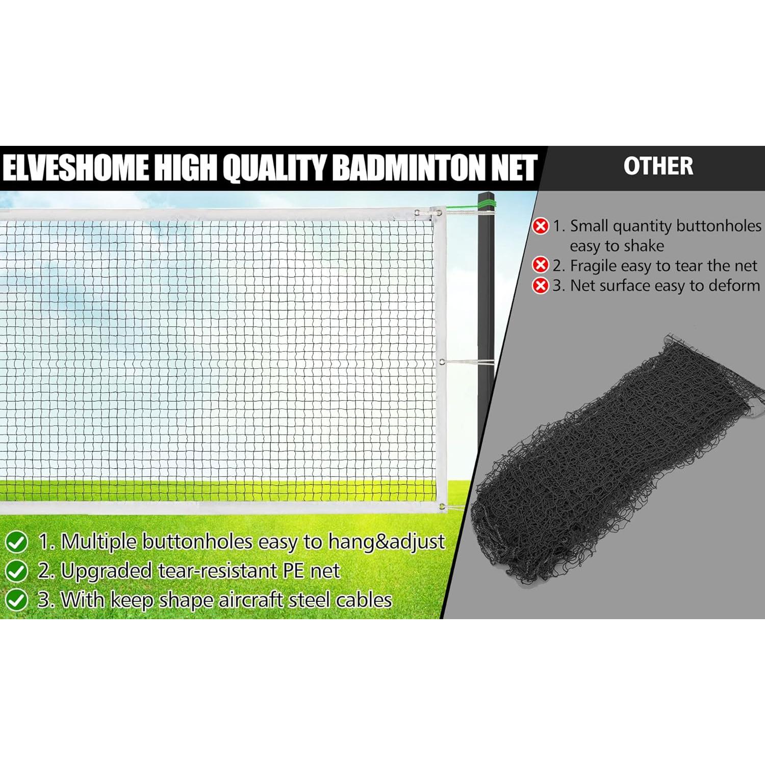 Red de bádminton portátil ElvesHome 610x76 cm con bolsa