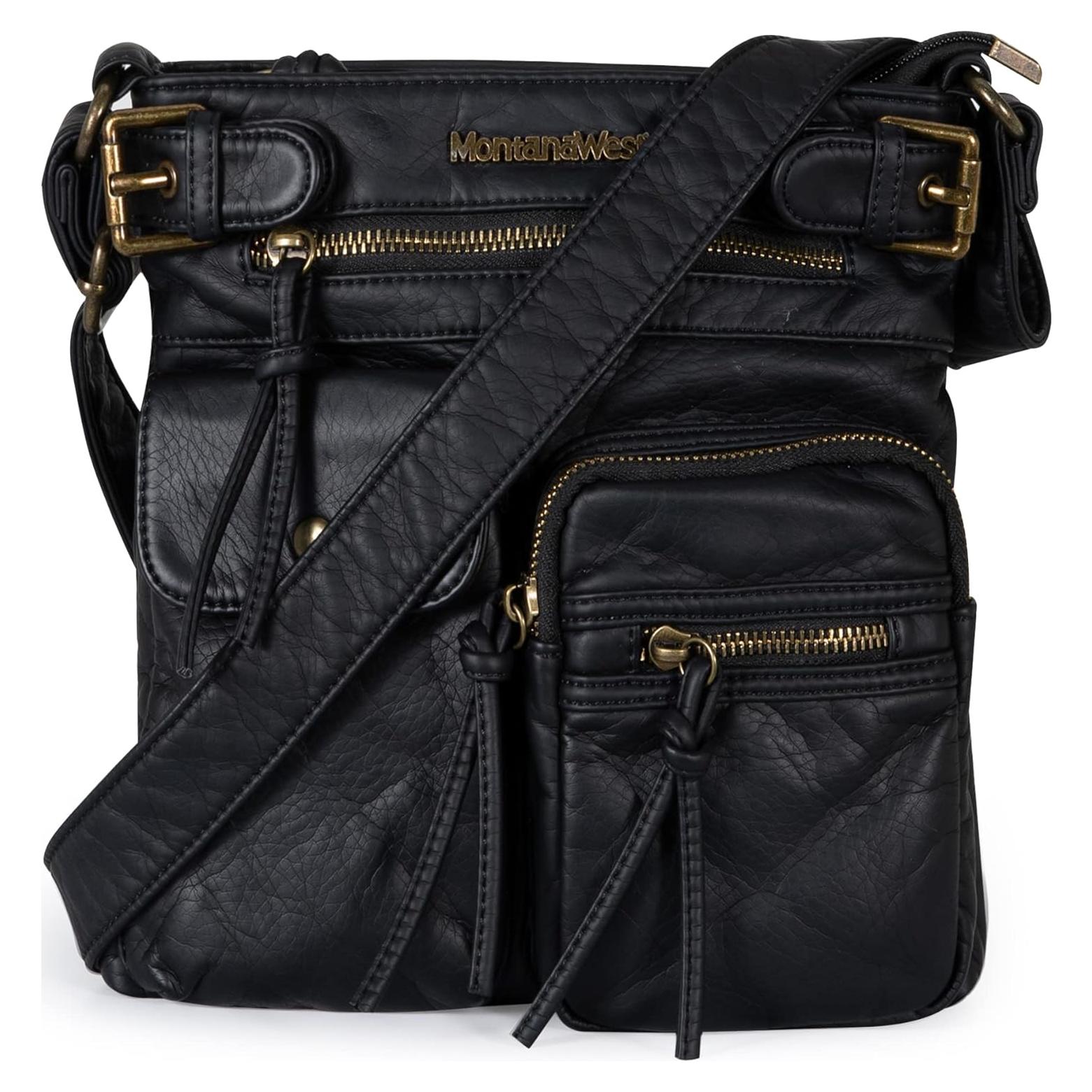 Bolso Cruzado Montana West de Cuero Vegano con 9 Bolsillos