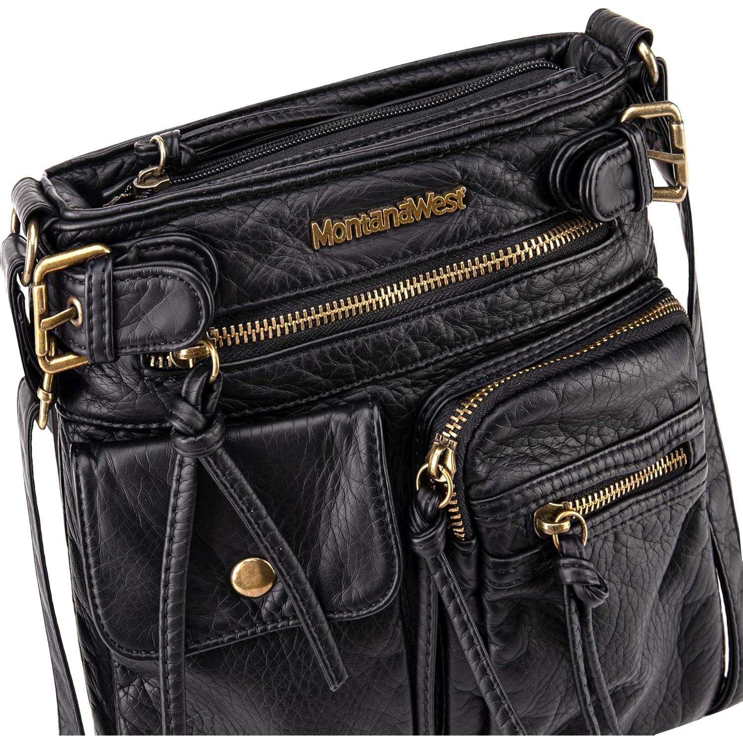 Bolso Cruzado Montana West de Cuero Vegano con 9 Bolsillos